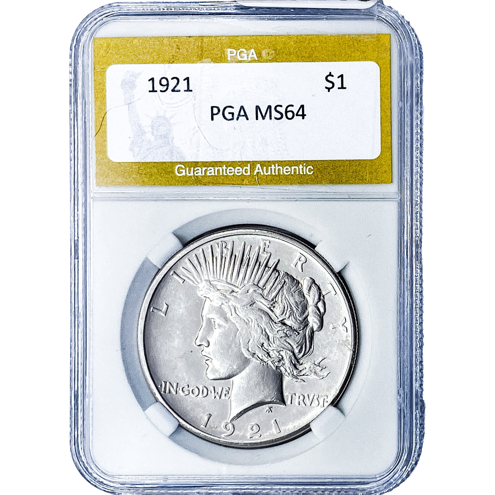 1921 Silver Peace Dollar PGA MS64: 1921 Silver Peace Dollar PGA MS64