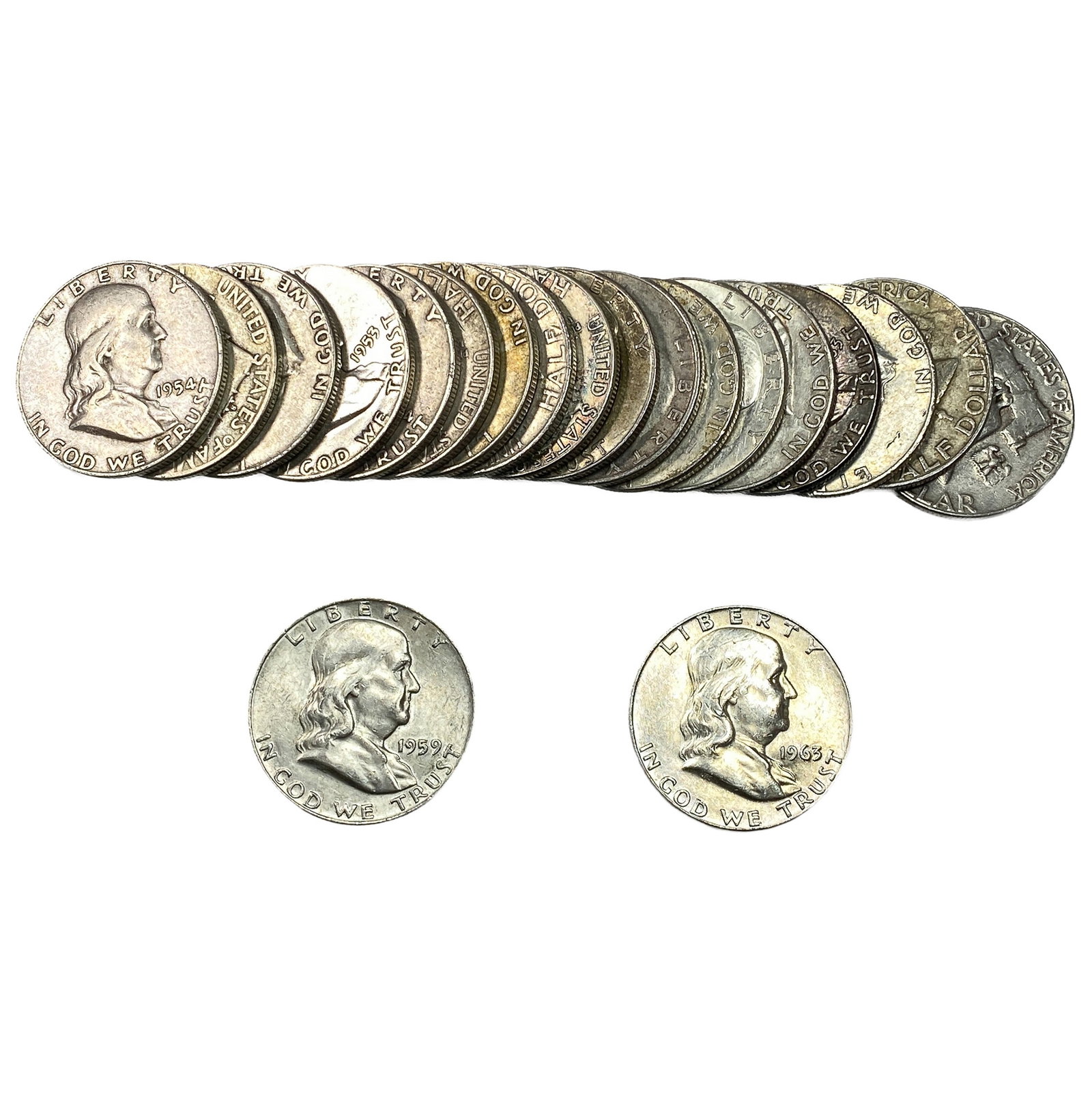 [20 Coins] 1952-1963 Franklin Half Dollar (1 of 2)