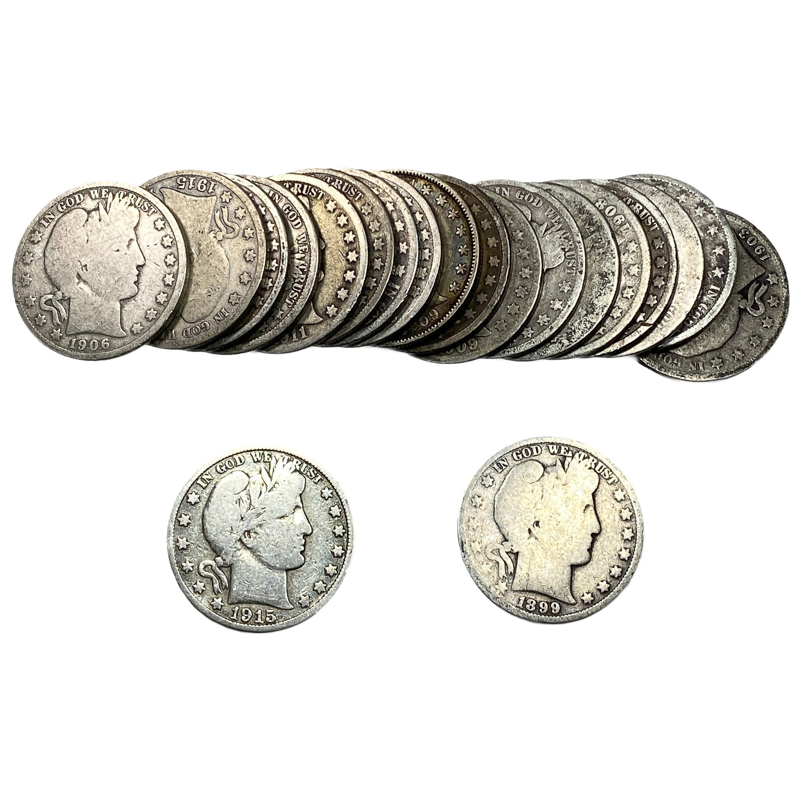 [20 Coins] 1892-1915 Barber Half Dollar: [20 Coins] 1892-1915 Barber Half Dollar