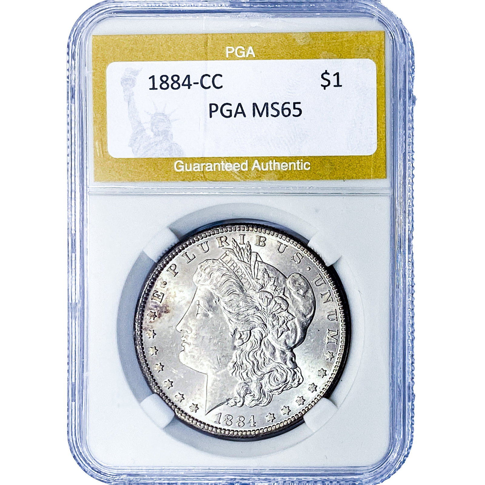 1884-CC Morgan Silver Dollar PGA MS65: 1884-CC Morgan Silver Dollar PGA MS65
