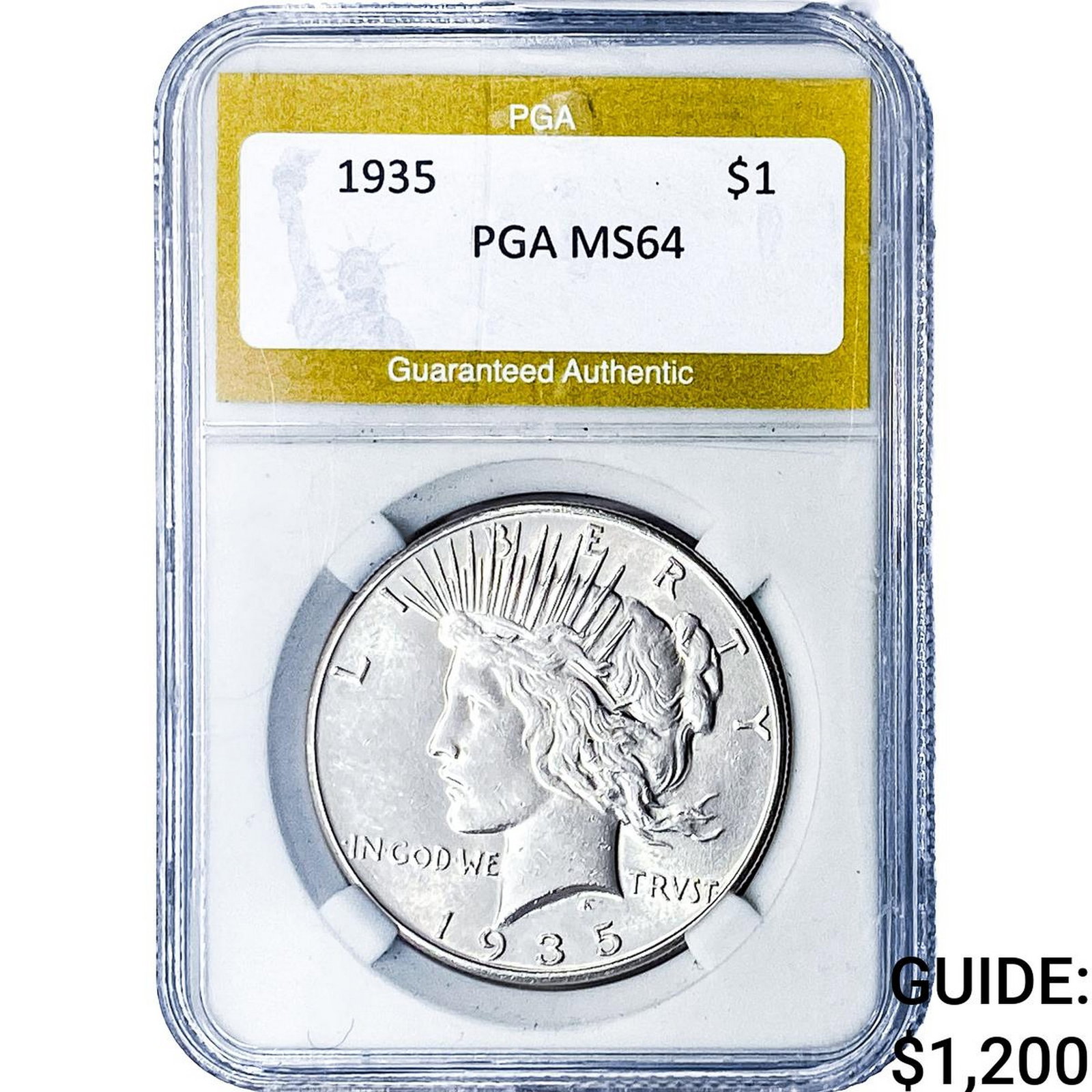1935 Silver Peace Dollar PGA MS64: 1935 Silver Peace Dollar PGA MS64