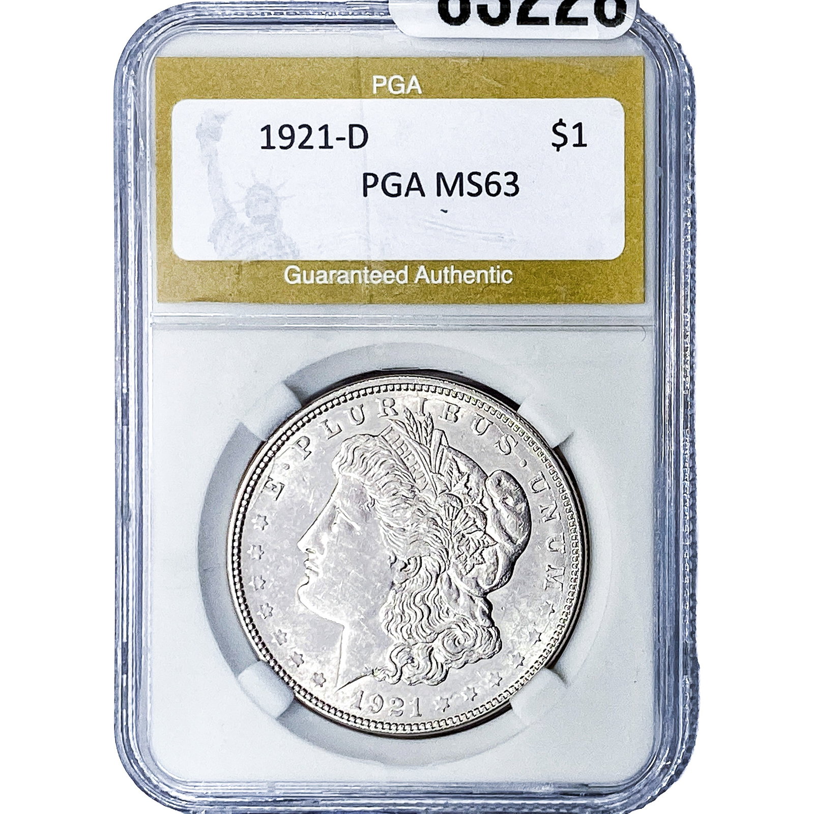 1921-D Morgan Silver Dollar PGA MS63: 1921-D Morgan Silver Dollar PGA MS63