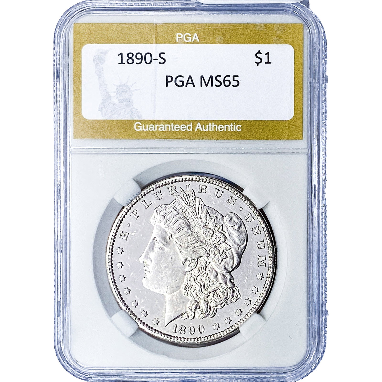 1890-S Morgan Silver Dollar PGA MS65: 1890-S Morgan Silver Dollar PGA MS65