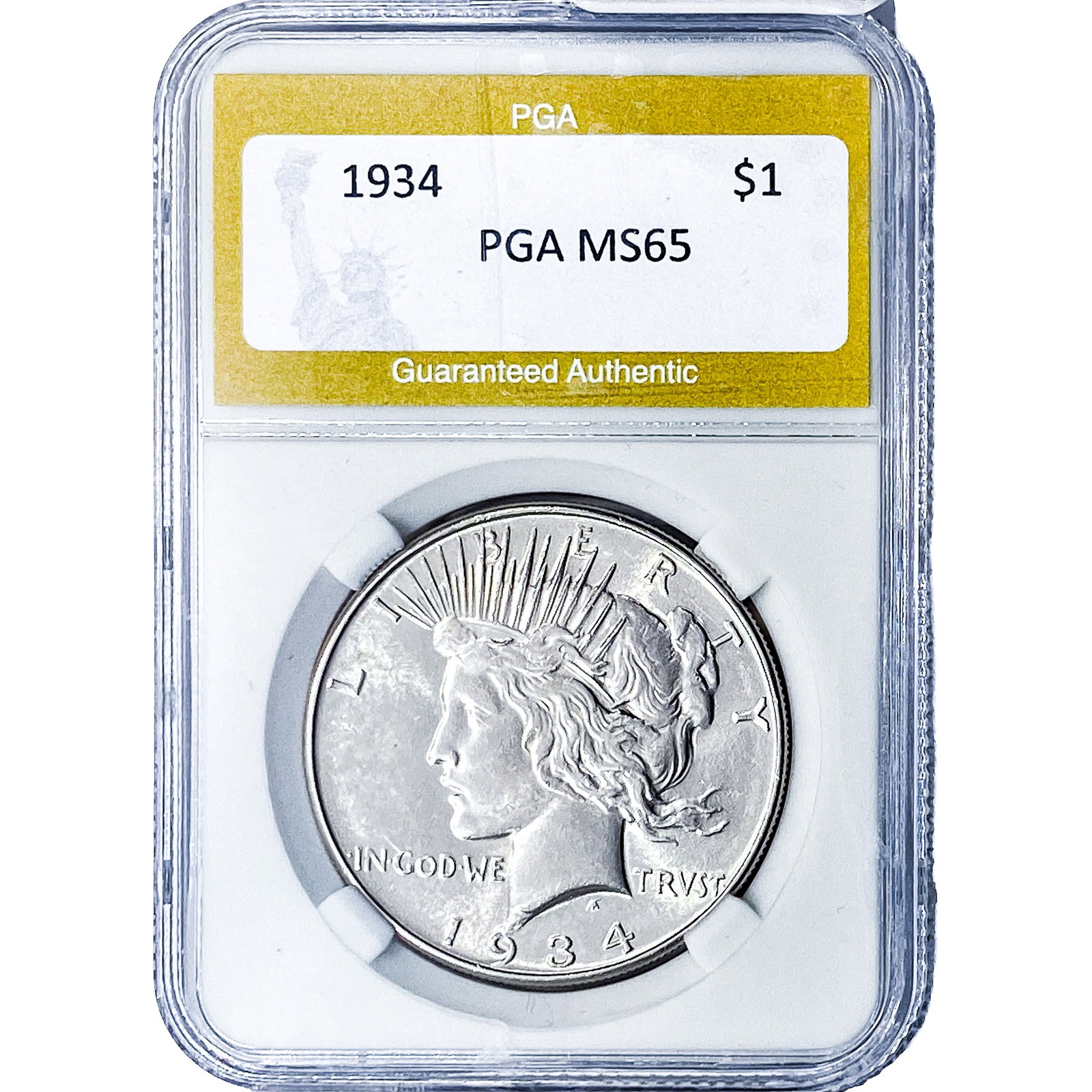 1934 Silver Peace Dollar PGA MS65: 1934 Silver Peace Dollar PGA MS65
