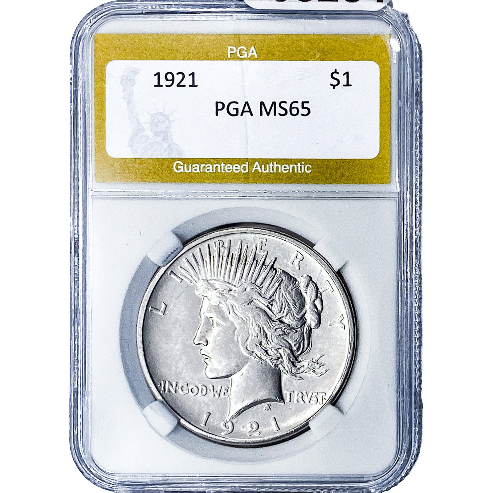 1921 Silver Peace Dollar PGA MS65: 1921 Silver Peace Dollar PGA MS65