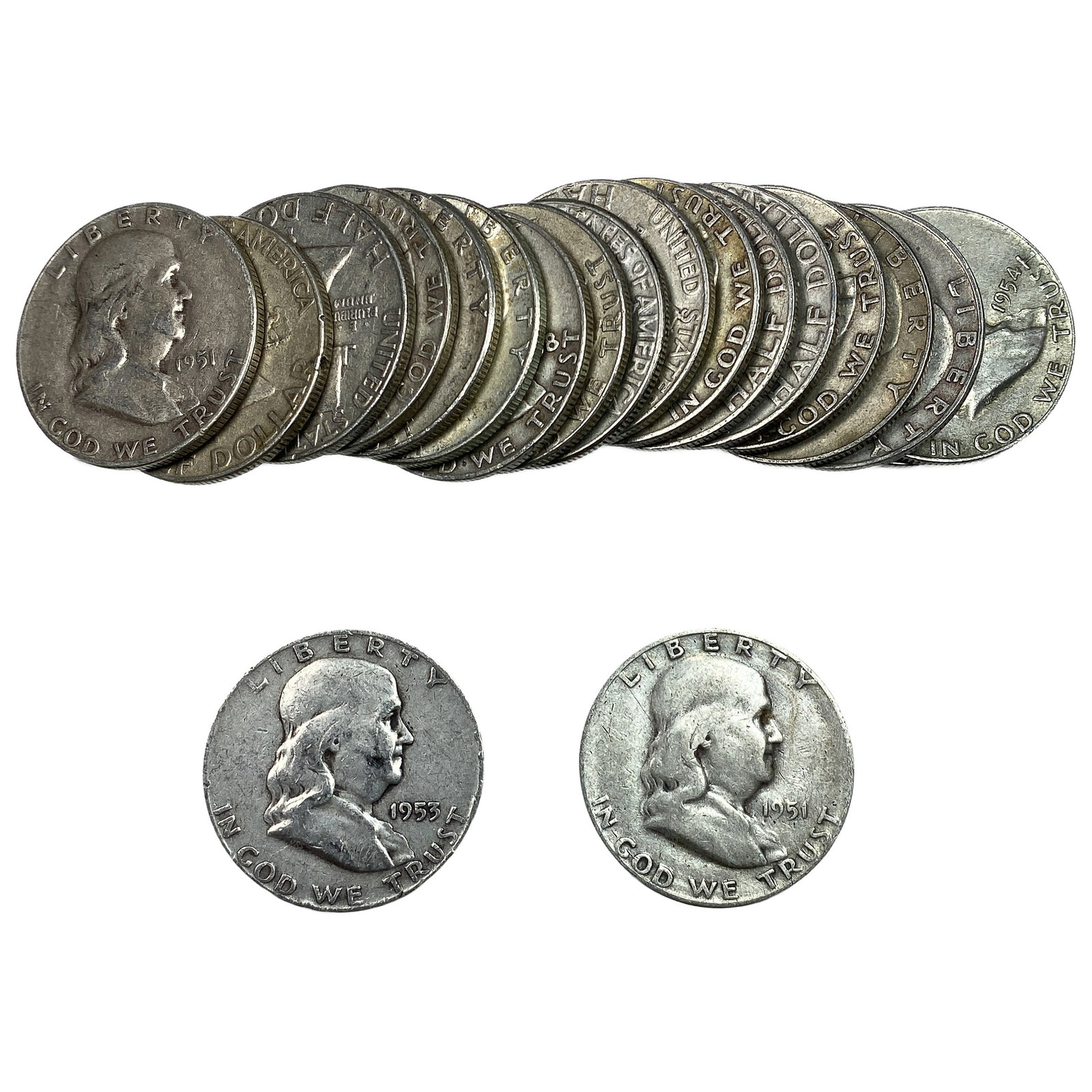 [20 Coins] 1951-1963 Franklin Half Dollar (1 of 2)