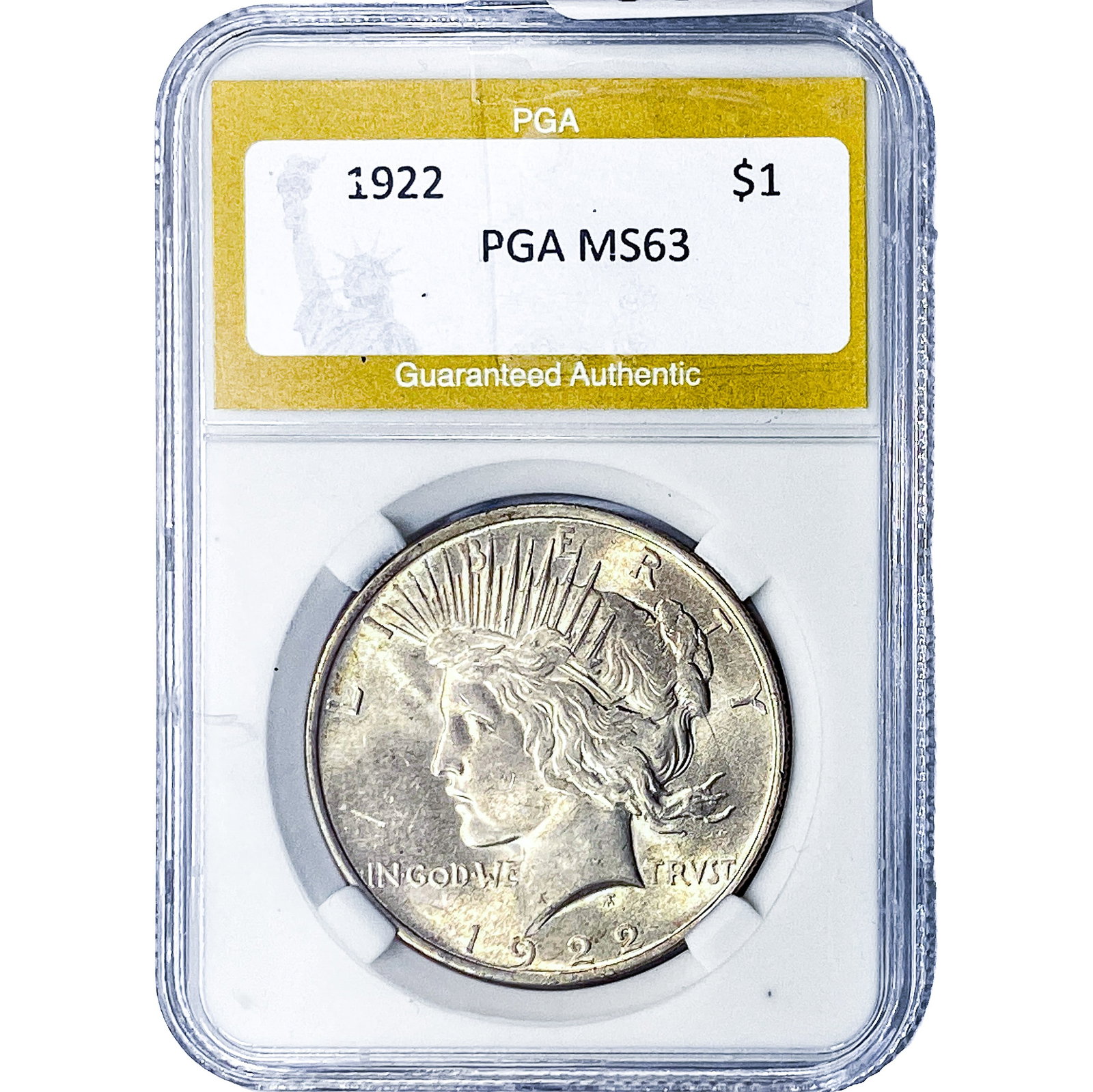 1922 Silver Peace Dollar PGA MS63: 1922 Silver Peace Dollar PGA MS63