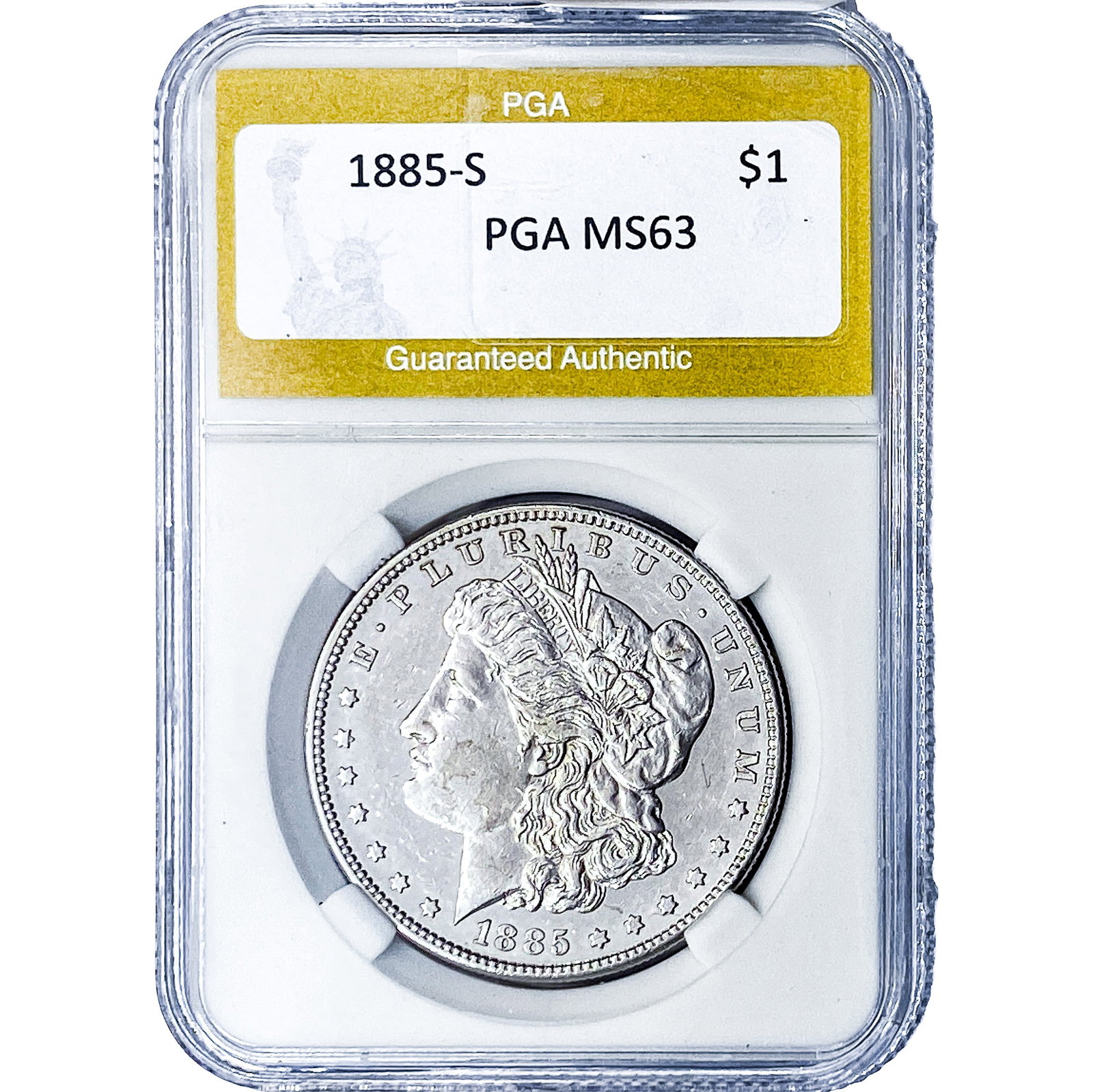 1885-S Morgan Silver Dollar PGA MS63 (1 of 2)