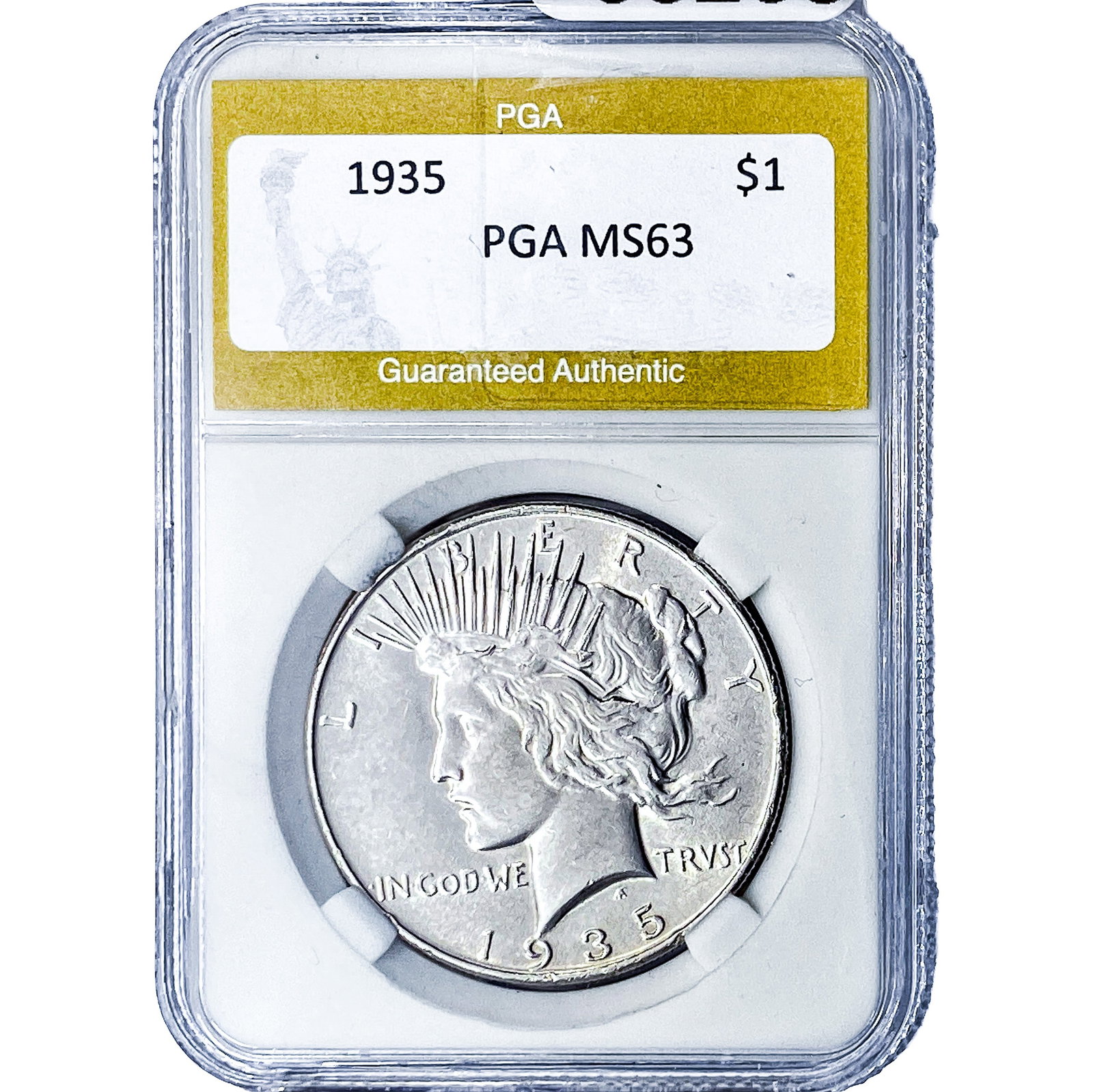 1935 Silver Peace Dollar PGA MS63: 1935 Silver Peace Dollar PGA MS63