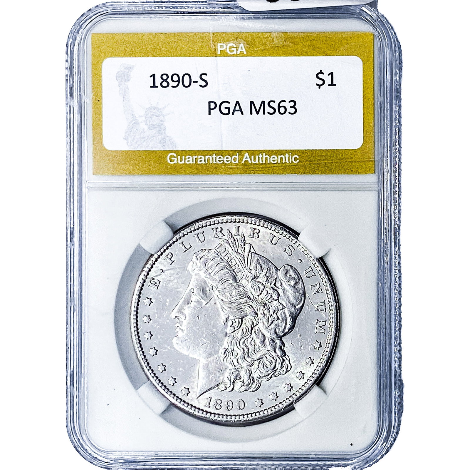 1890-S Morgan Silver Dollar PGA MS63: 1890-S Morgan Silver Dollar PGA MS63