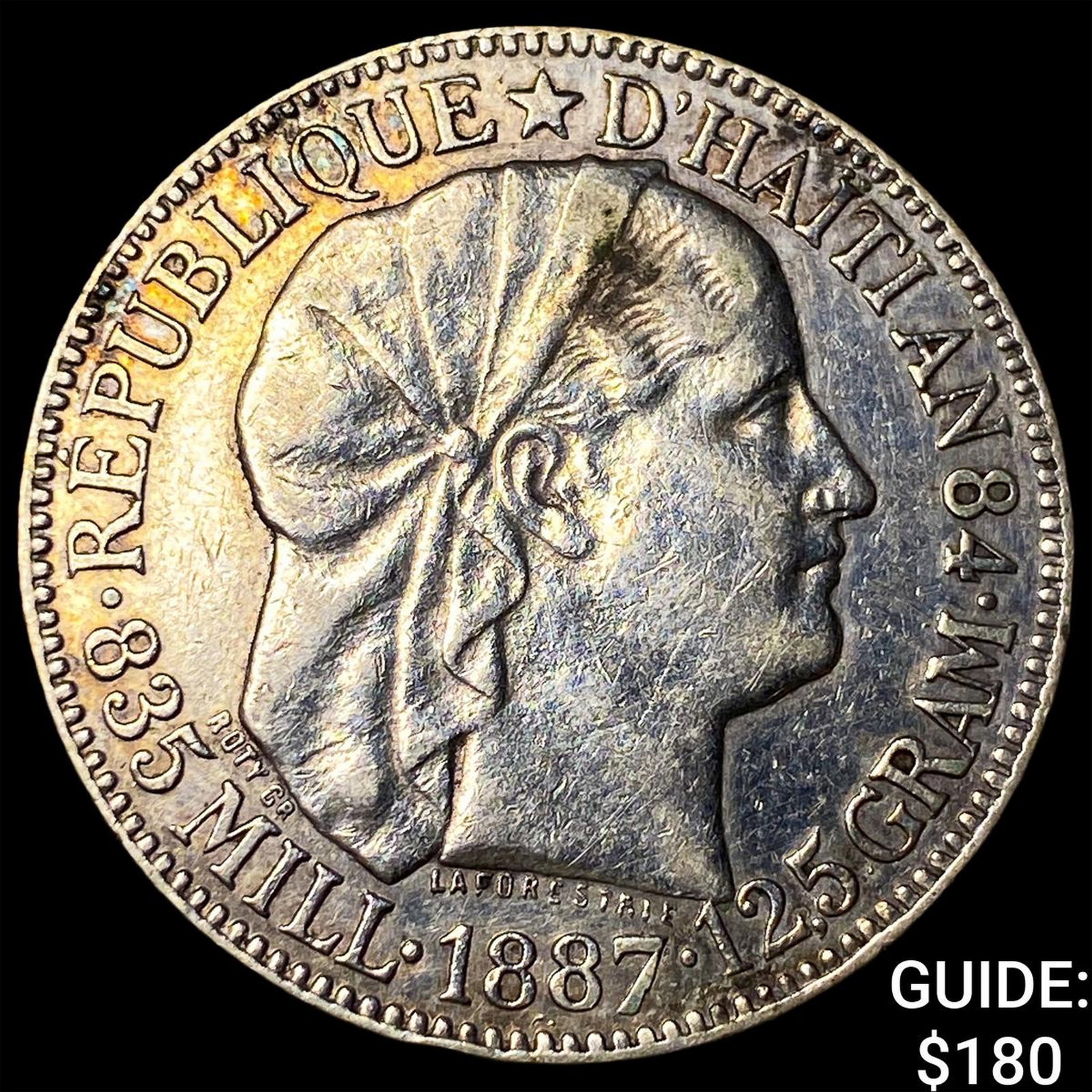 1887 Haiti Silver 50 Cents .835 ASW: 1887 Haiti Silver 50 Cents .835 ASW