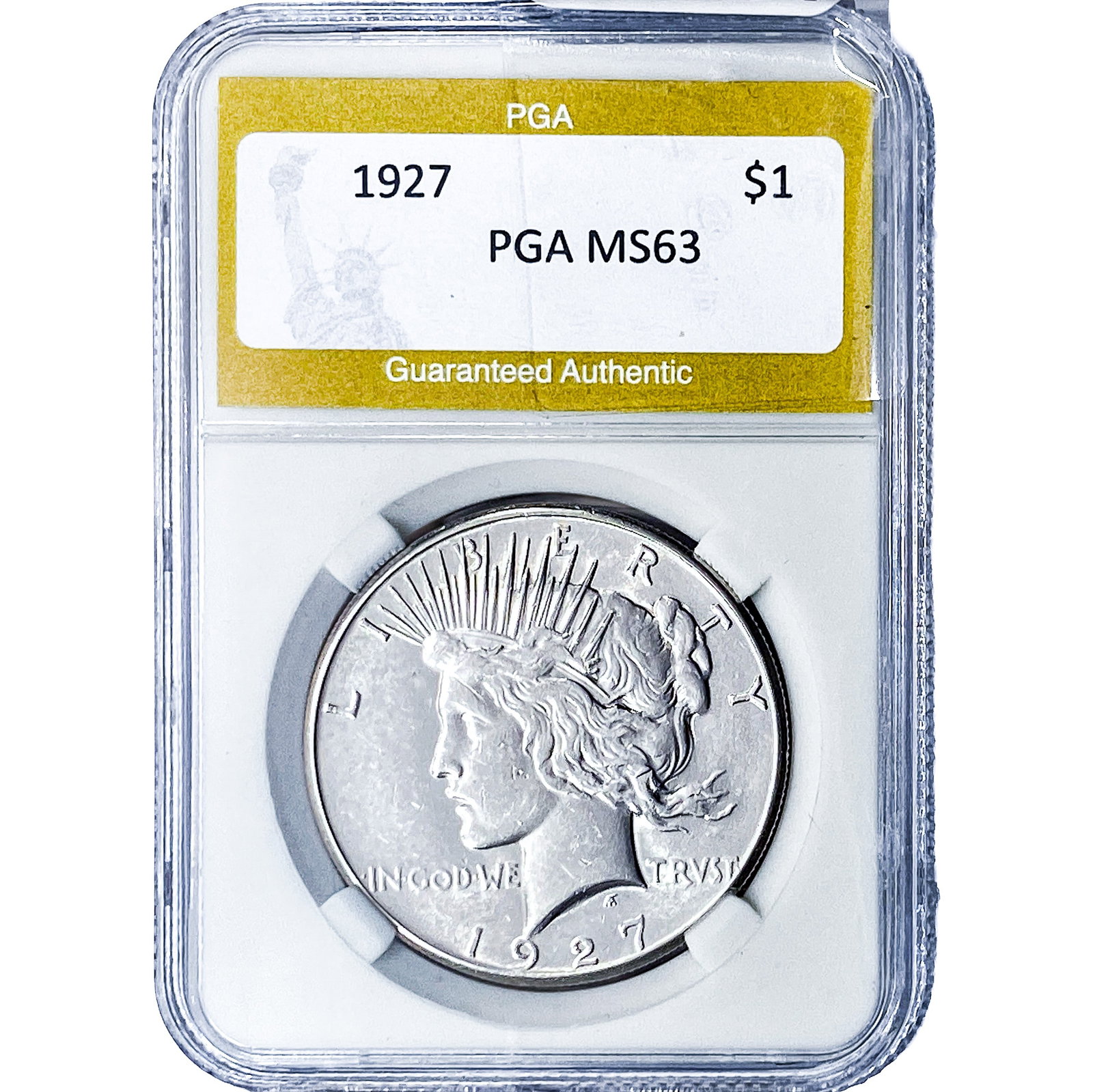1927 Silver Peace Dollar PGA MS63: 1927 Silver Peace Dollar PGA MS63