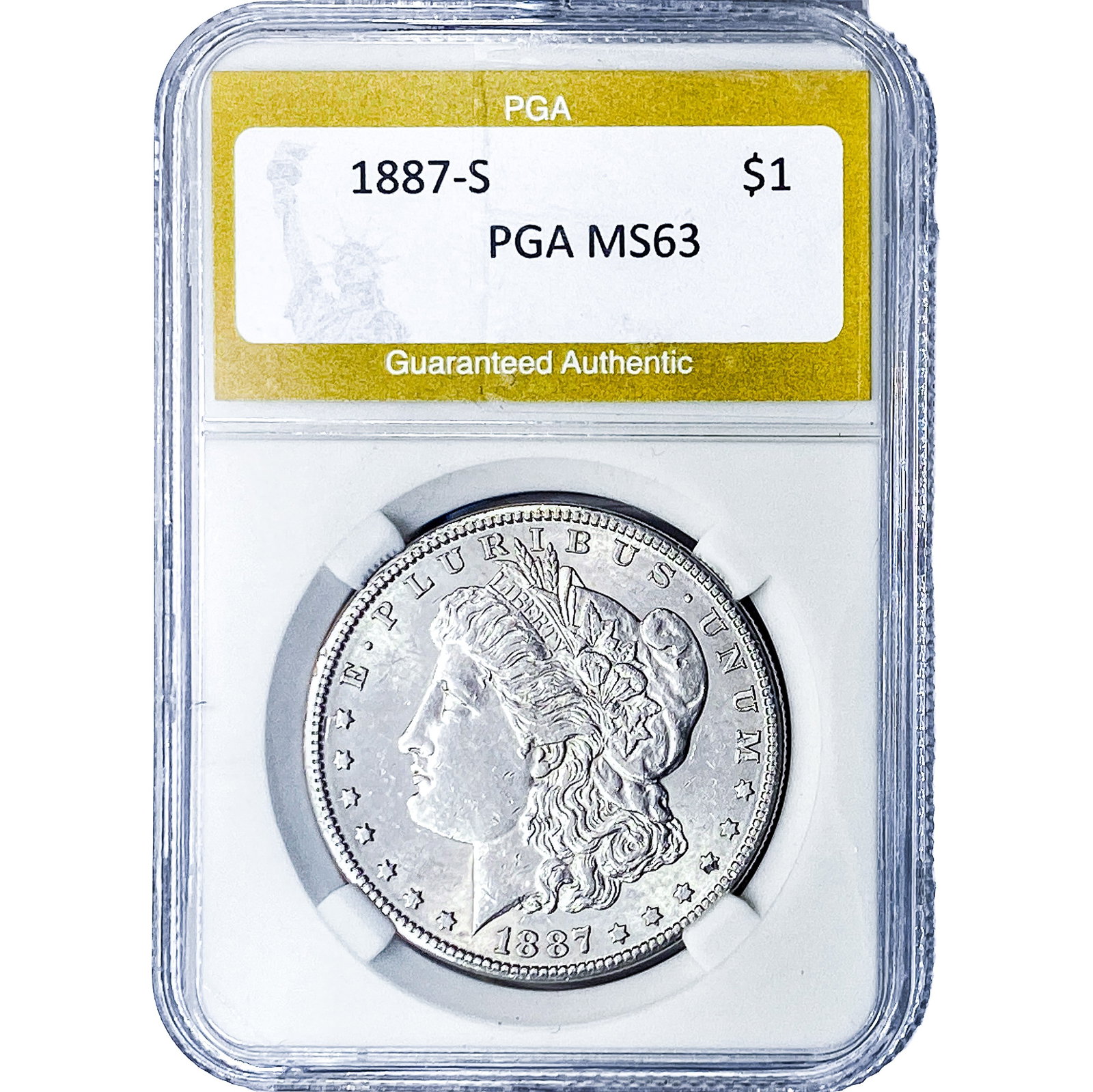 1887-S Morgan Silver Dollar PGA MS63: 1887-S Morgan Silver Dollar PGA MS63