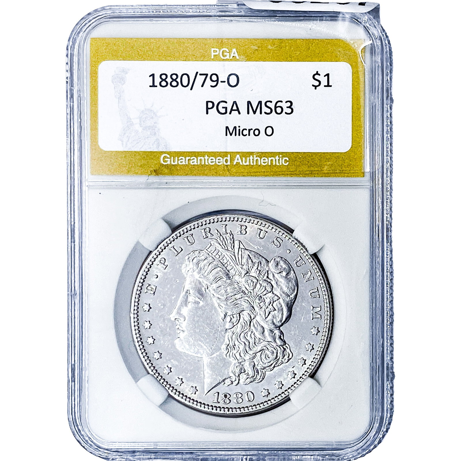 1880/79-O Morgan Silver Dollar PGA MS63: 1880/79-O Morgan Silver Dollar PGA MS63