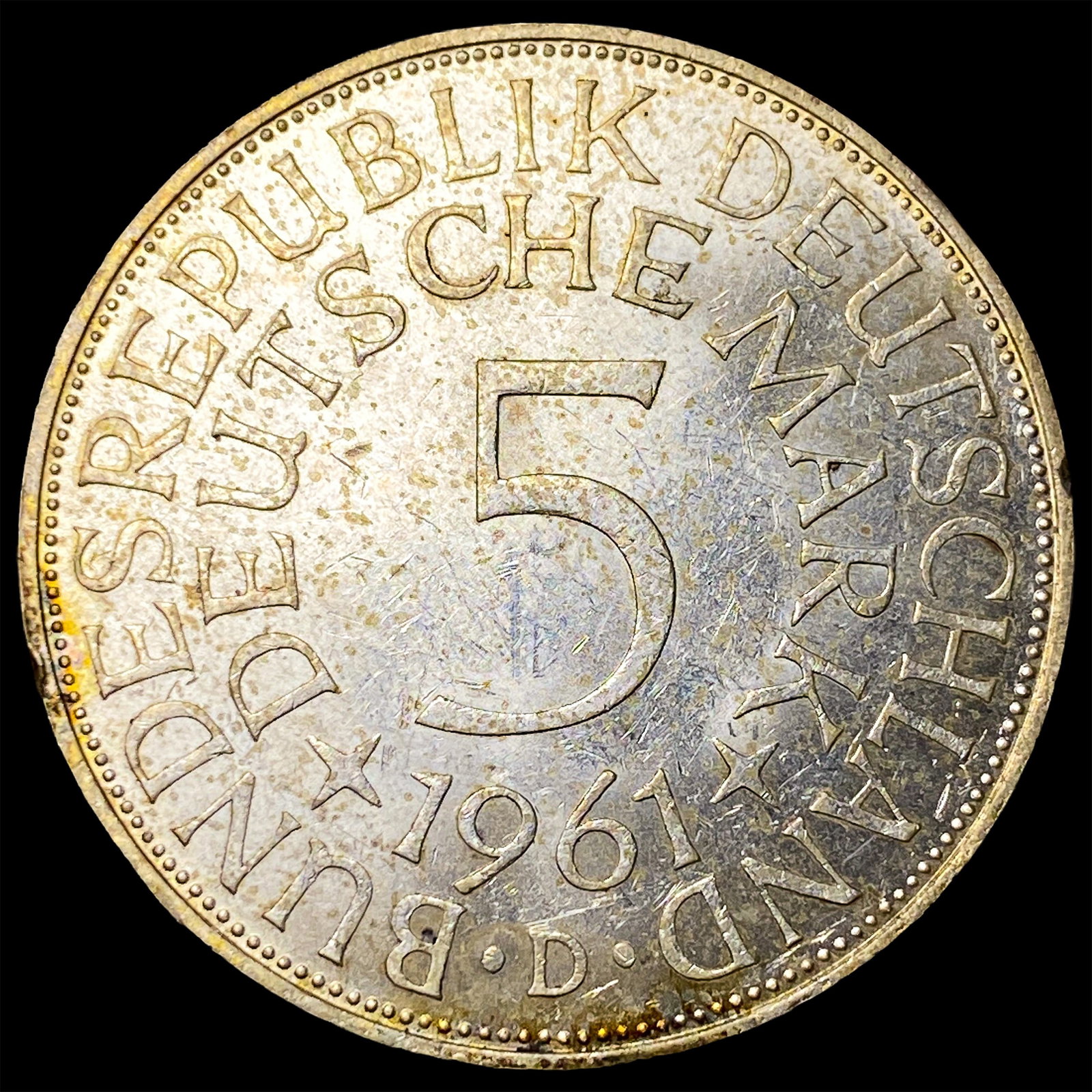 1961D West Germany Silver 5 Mark - 2