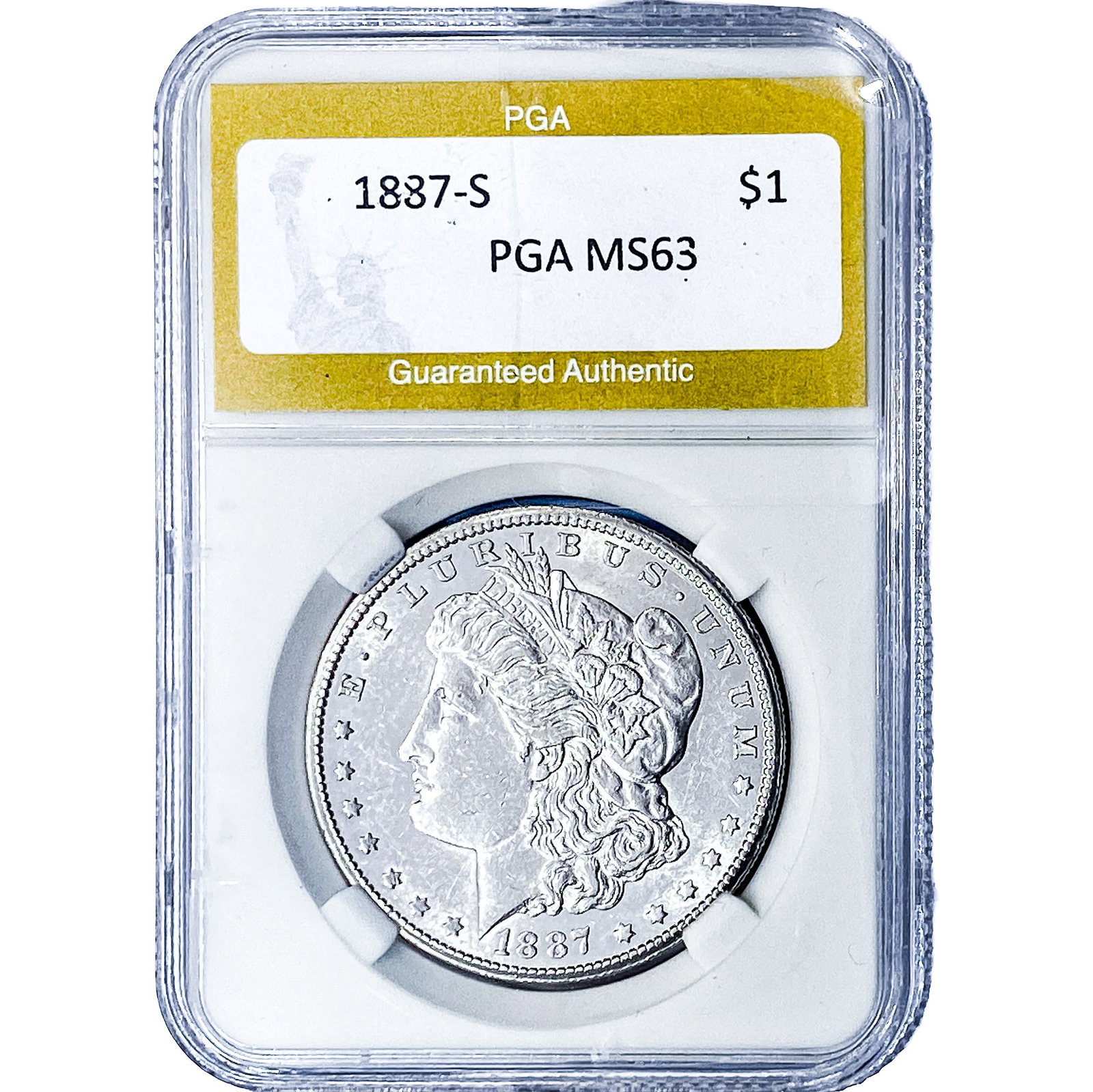 1887-S Morgan Silver Dollar PGA MS63: 1887-S Morgan Silver Dollar PGA MS63