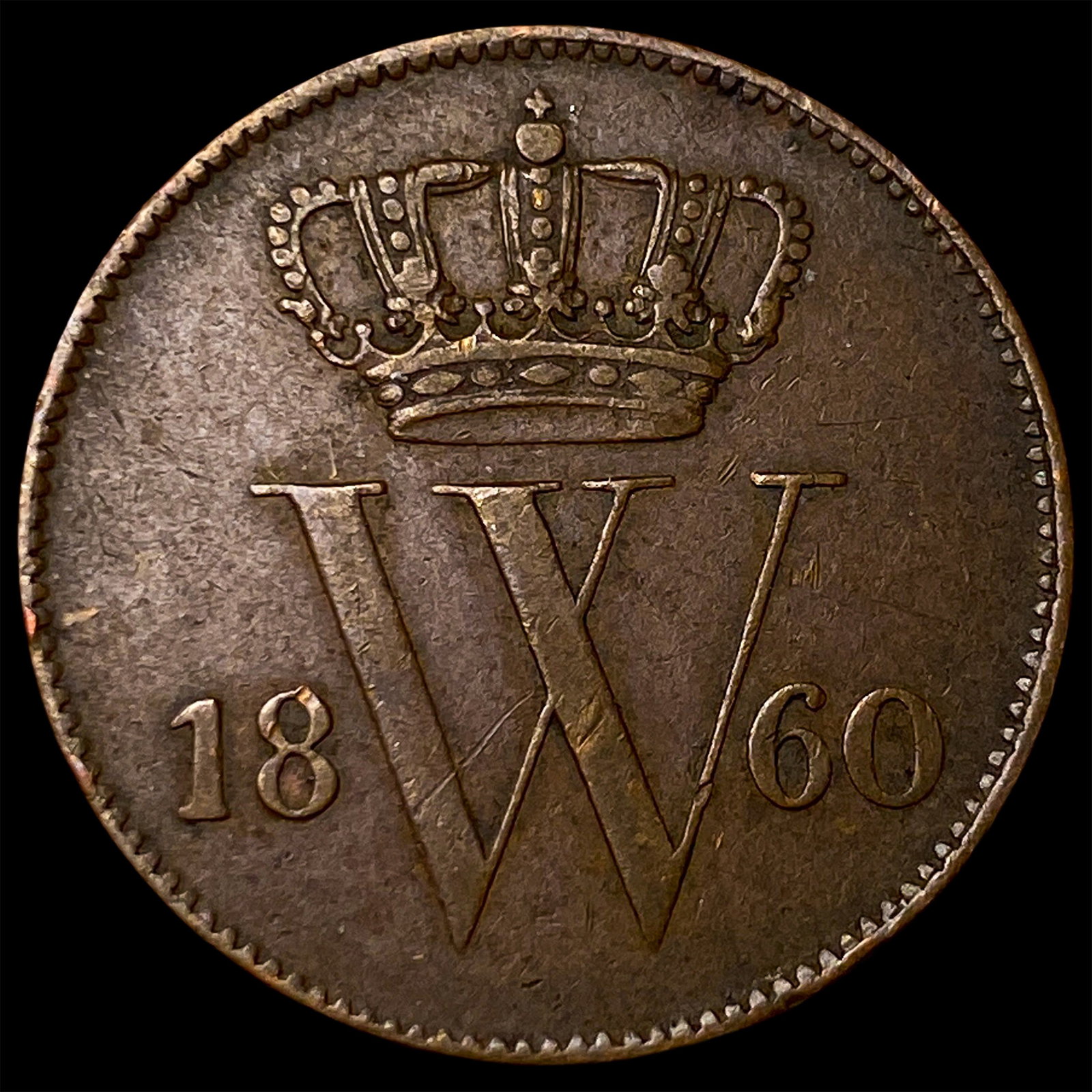 1860 Netherlands Copper 1 Cent (1 of 2)
