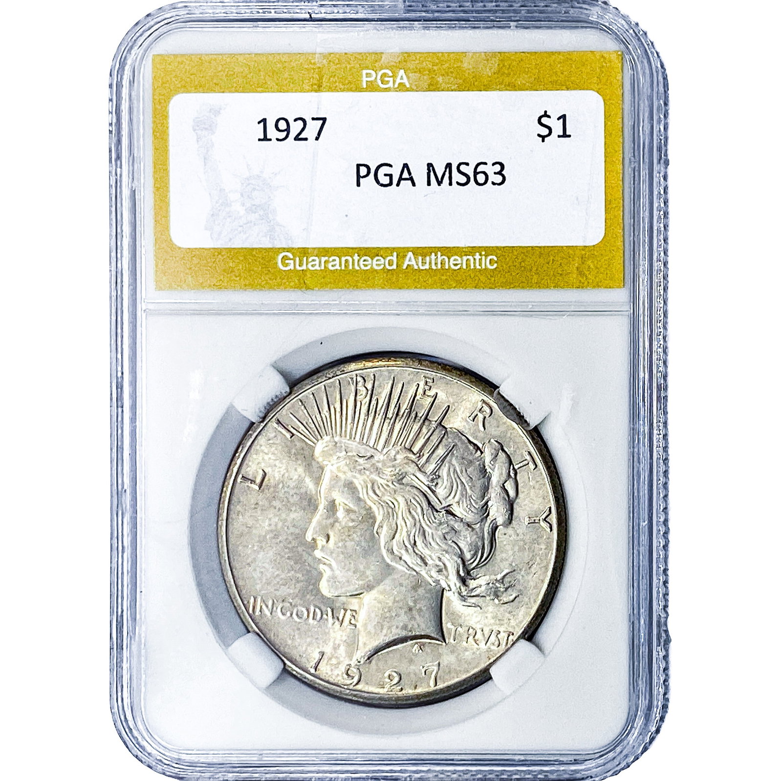 1927 Silver Peace Dollar PGA MS63: 1927 Silver Peace Dollar PGA MS63