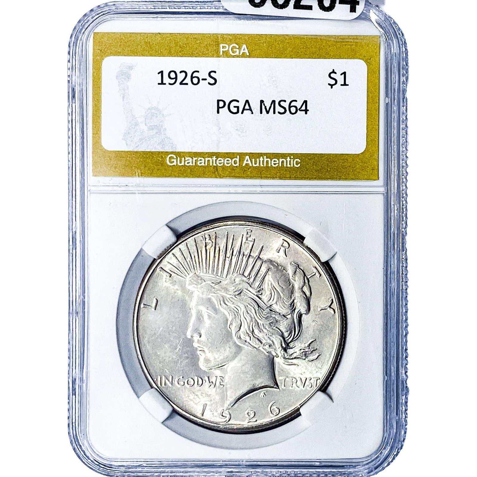 1926-S Silver Peace Dollar PGA MS64: 1926-S Silver Peace Dollar PGA MS64