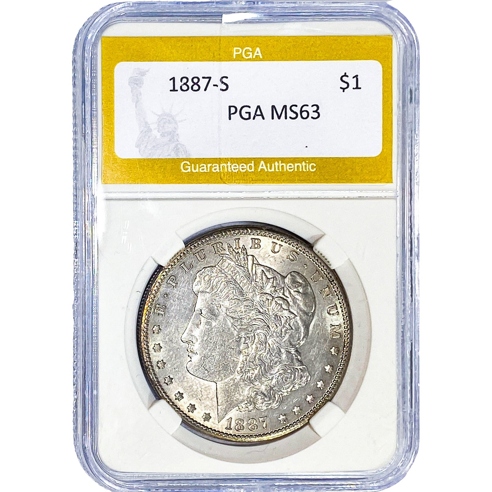 1887-S Morgan Silver Dollar PGA MS63: 1887-S Morgan Silver Dollar PGA MS63