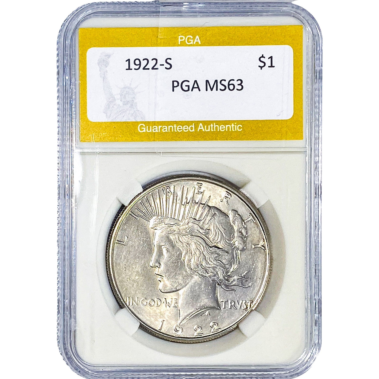 1922-S Morgan Silver Dollar PGA MS63: 1922-S Morgan Silver Dollar PGA MS63