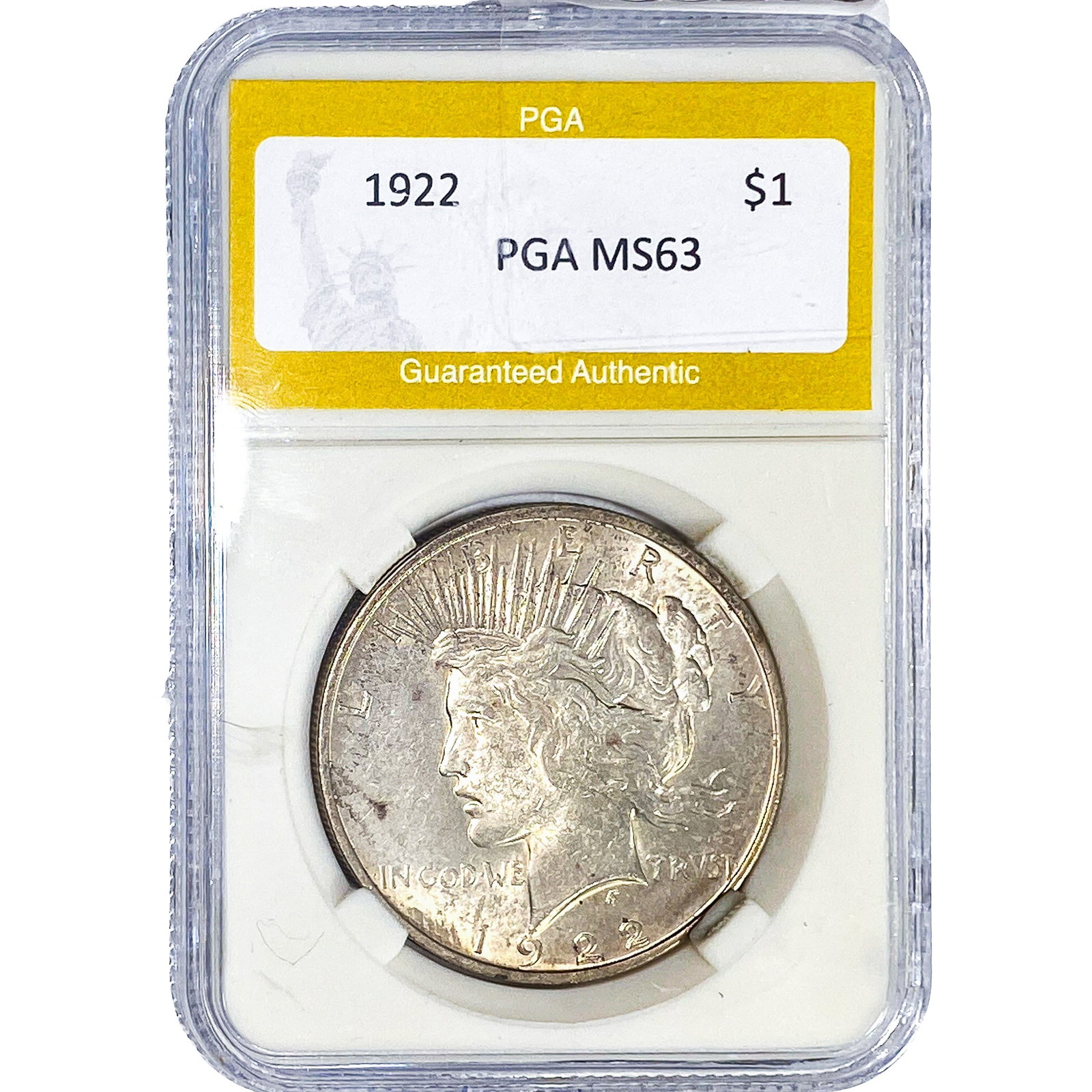 1922 Silver Peace Dollar PGA MS63: 1922 Silver Peace Dollar PGA MS63