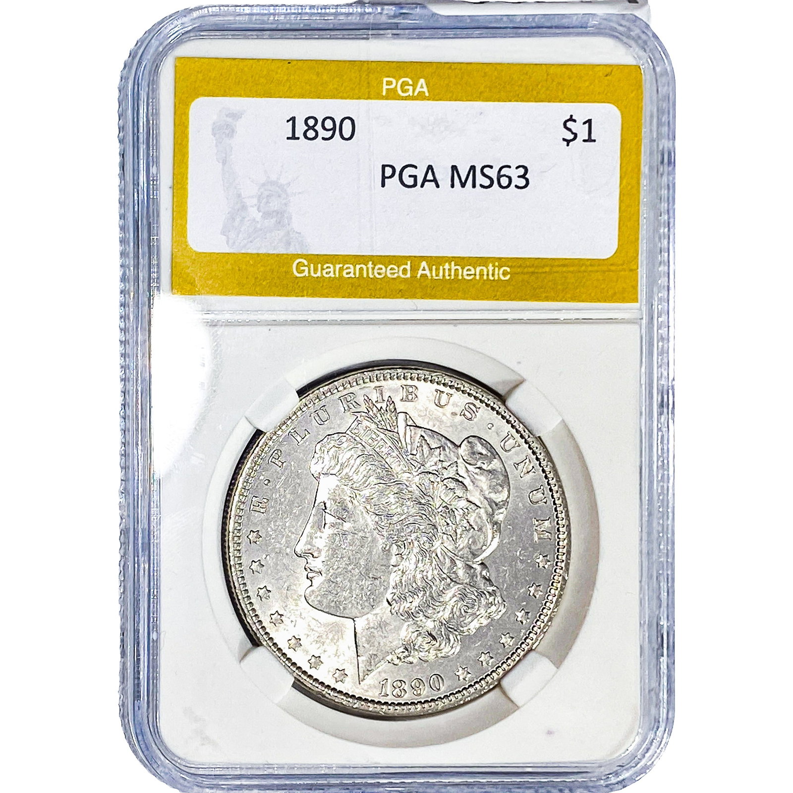 1890 Morgan Silver Dollar PGA MS63: 1890 Morgan Silver Dollar PGA MS63
