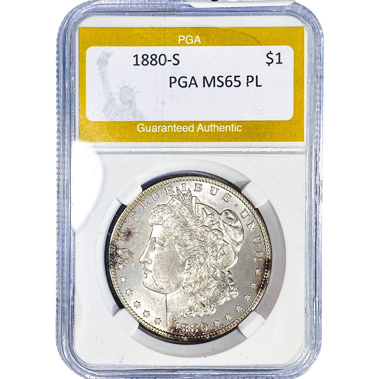 1880-S Morgan Silver Dollar PGA MS65 PL: 1880-S Morgan Silver Dollar PGA MS65 PL