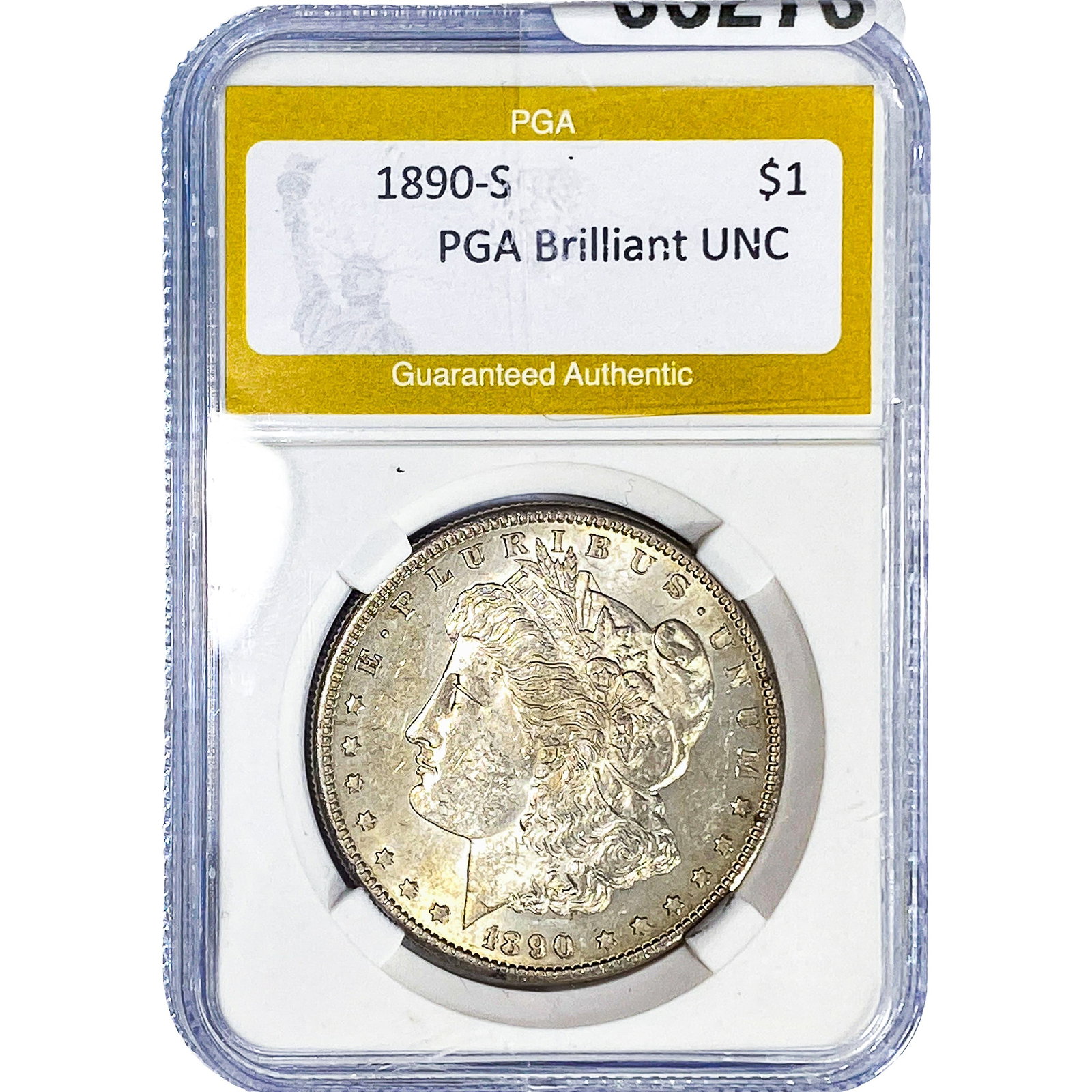 1890-S Morgan Silver Dollar PGA Brilliant UNC68: 1890-S Morgan Silver Dollar PGA Brilliant UNC68