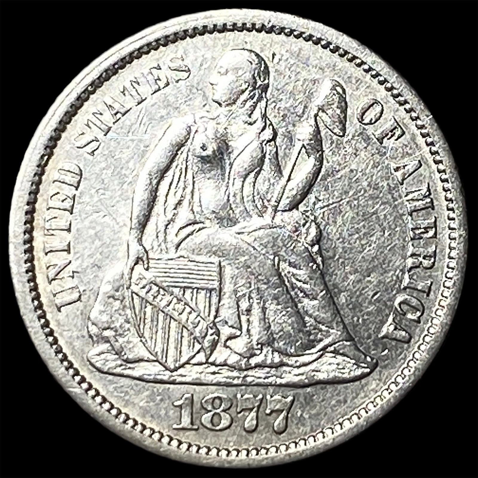 1877-CC Silver Dime CLOSELY UNCIRCULATED: 1877-CC Silver Dime CLOSELY UNCIRCULATED