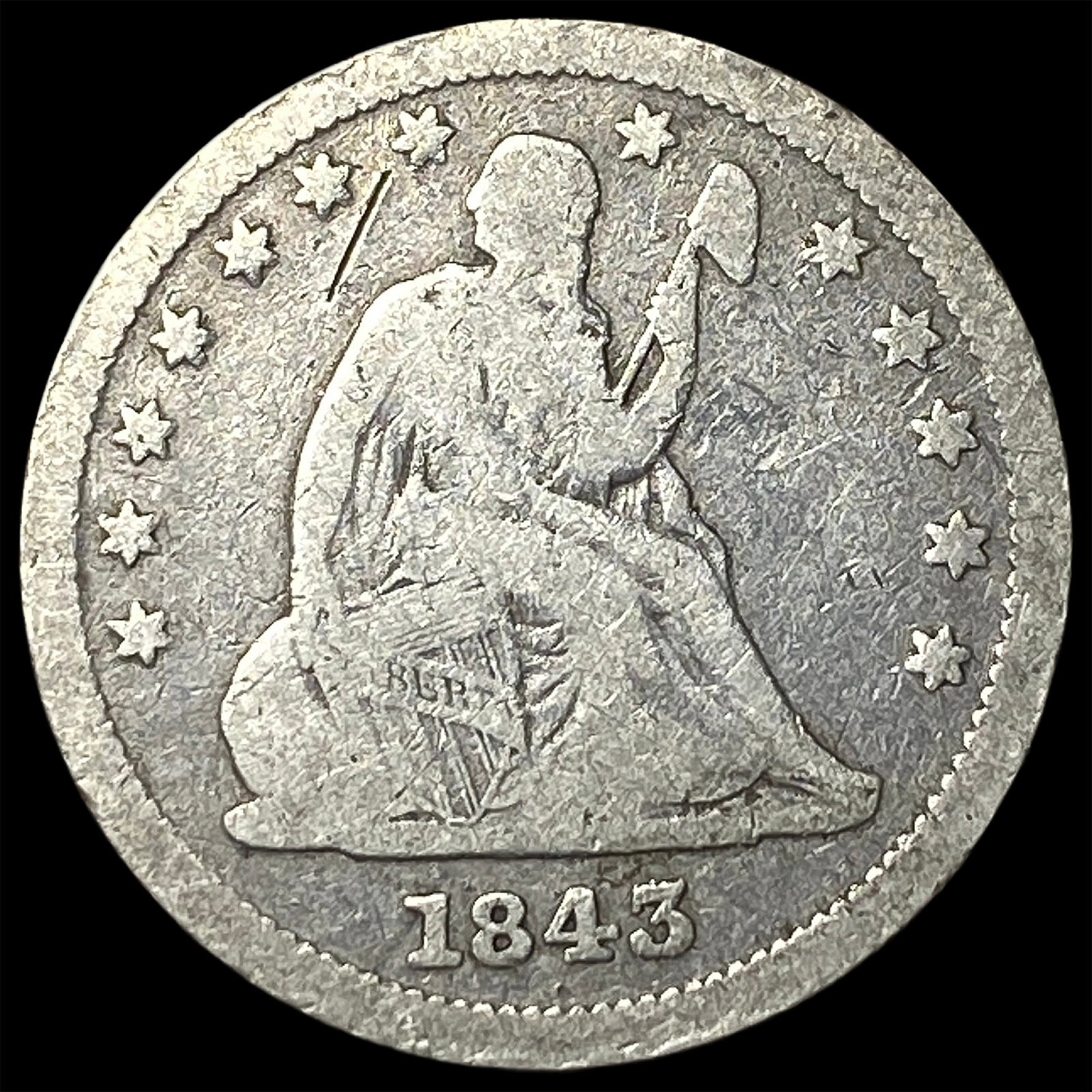 1843 Seated Liberty Quarter LIGHTLY CIRCULATED (1 of 2)