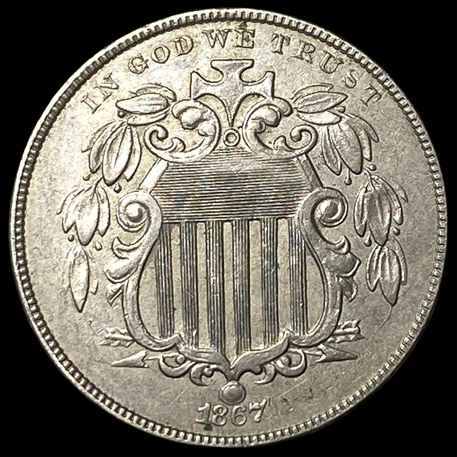 1867 Shield Nickel CLOSELY UNCIRCULATED (1 of 2)