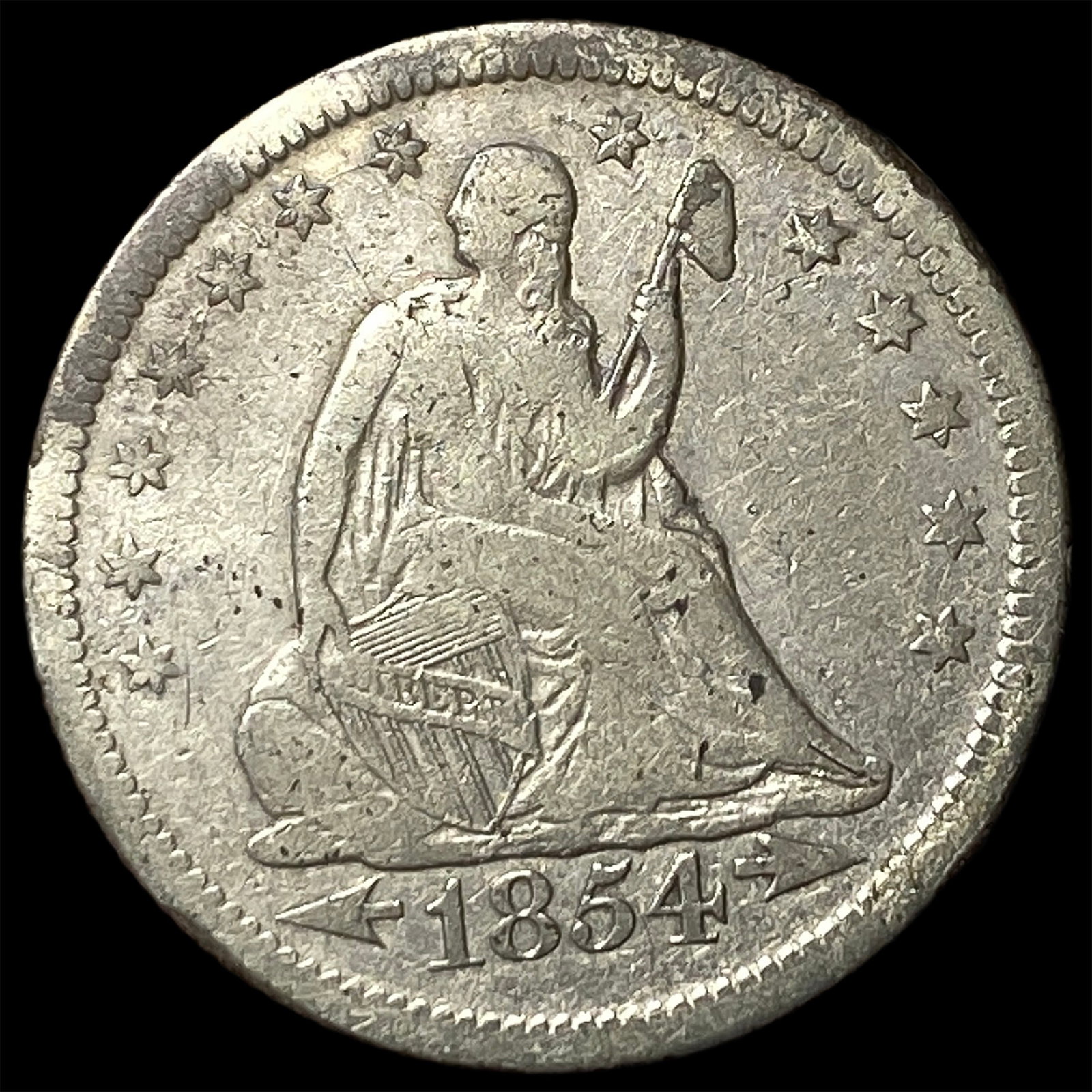 1854-O Silver Seated Liberty Quarter LIGHTLY CIRCULATED: 1854-O Silver Seated Liberty Quarter LIGHTLY CIRCULATED