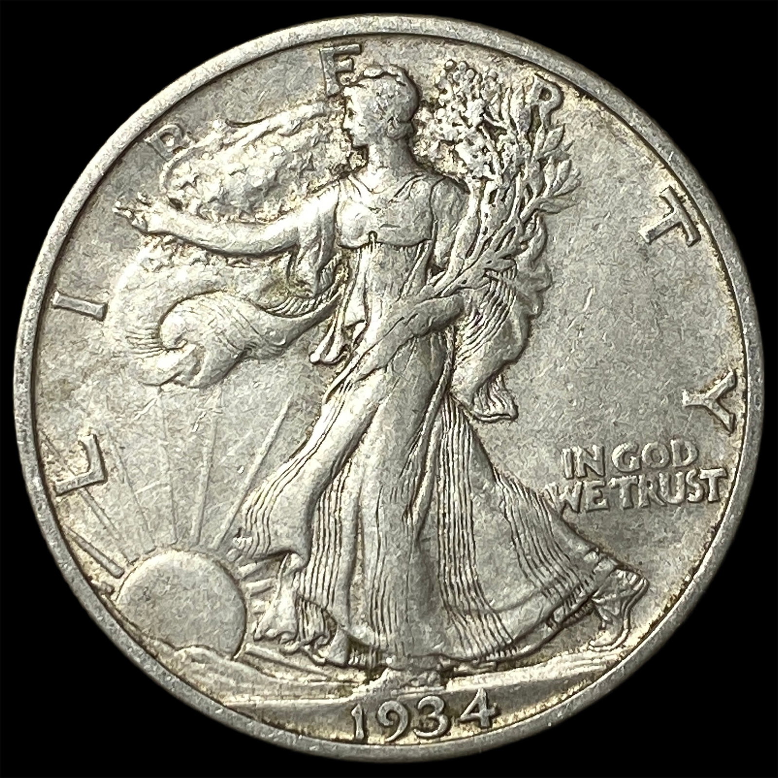 1934-S Silver Walking Liberty Half Dollar CLOSELY UNCIRCULATED: 1934-S Silver Walking Liberty Half Dollar CLOSELY UNCIRCULATED