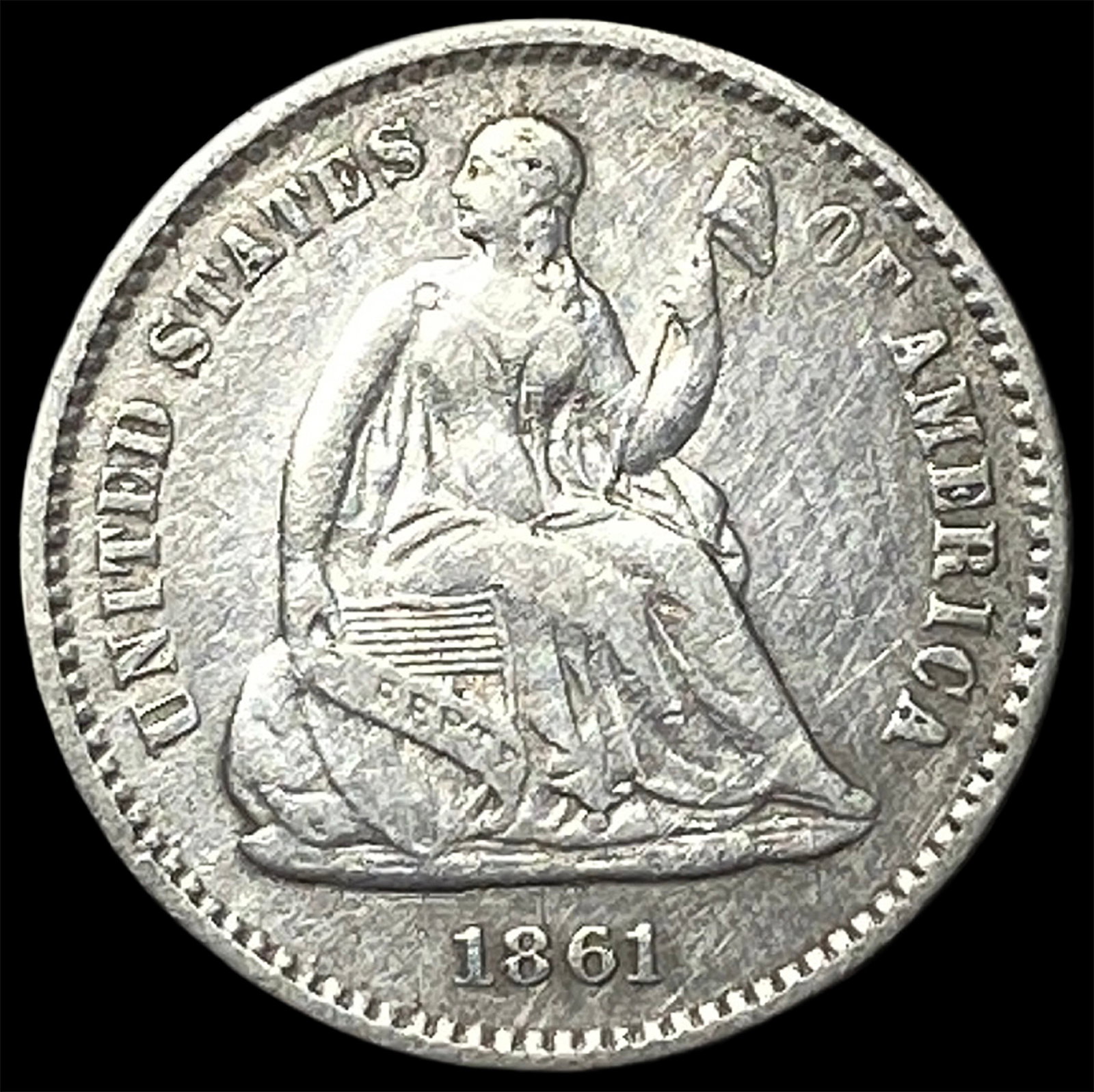 1861 Silver Half Dime NEARLY UNCIRCULATED: 1861 Silver Half Dime NEARLY UNCIRCULATED