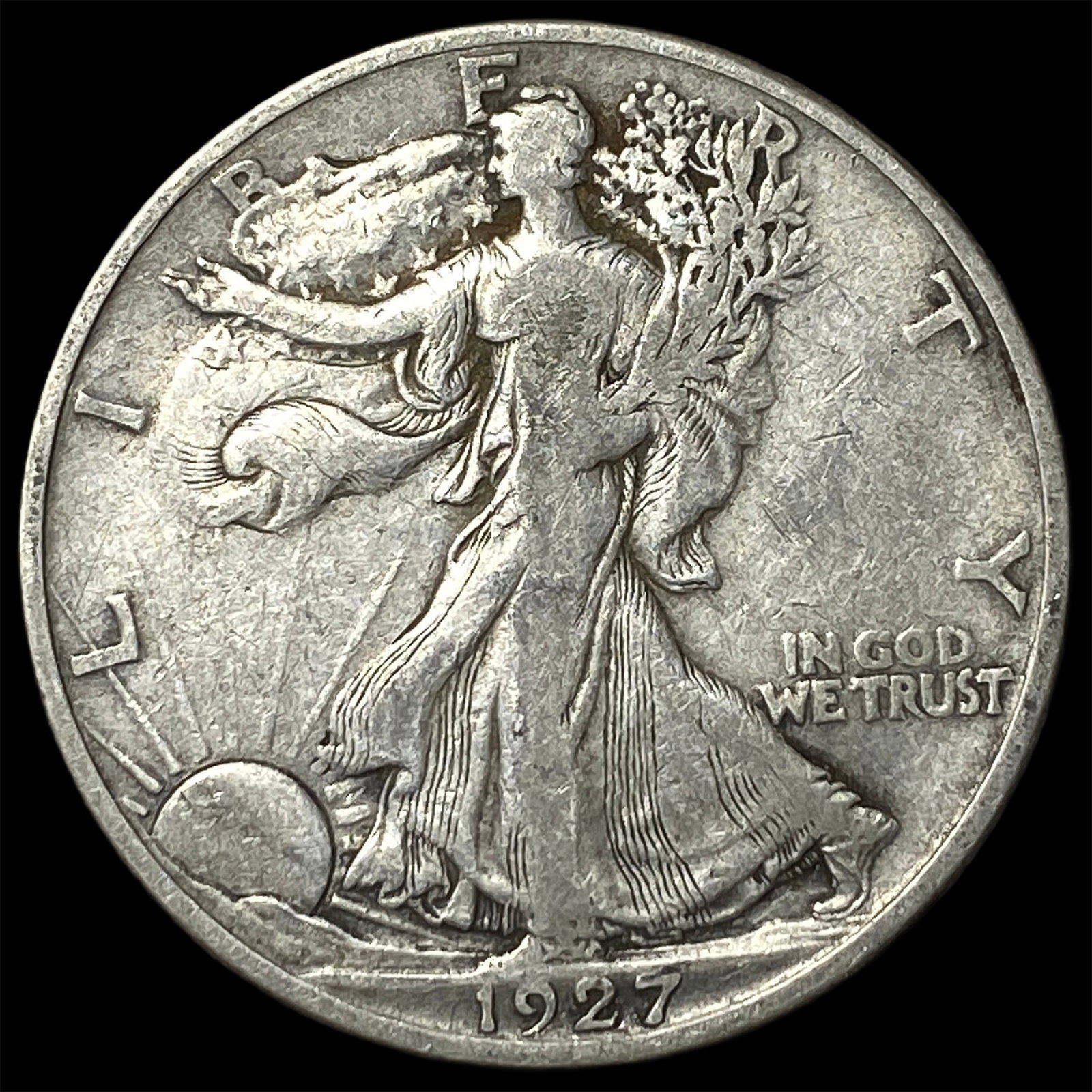 1927-S Silver Walking Liberty Half Dollar NEARLY UNCIRCULATED (1 of 2)