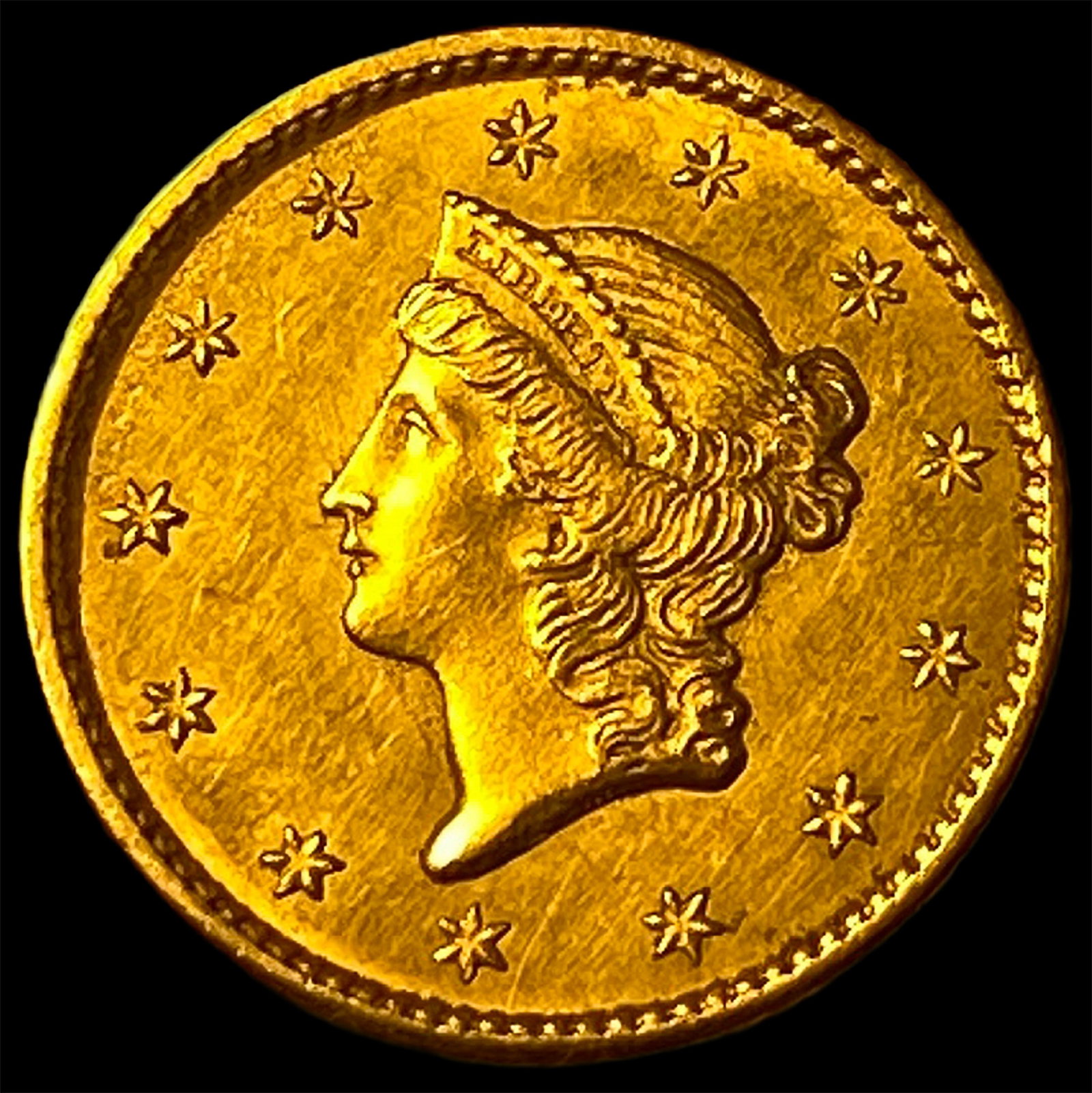 1849 Gold $1 Liberty Head Type 1 CLOSELY UNCIRCULATED (1 of 2)