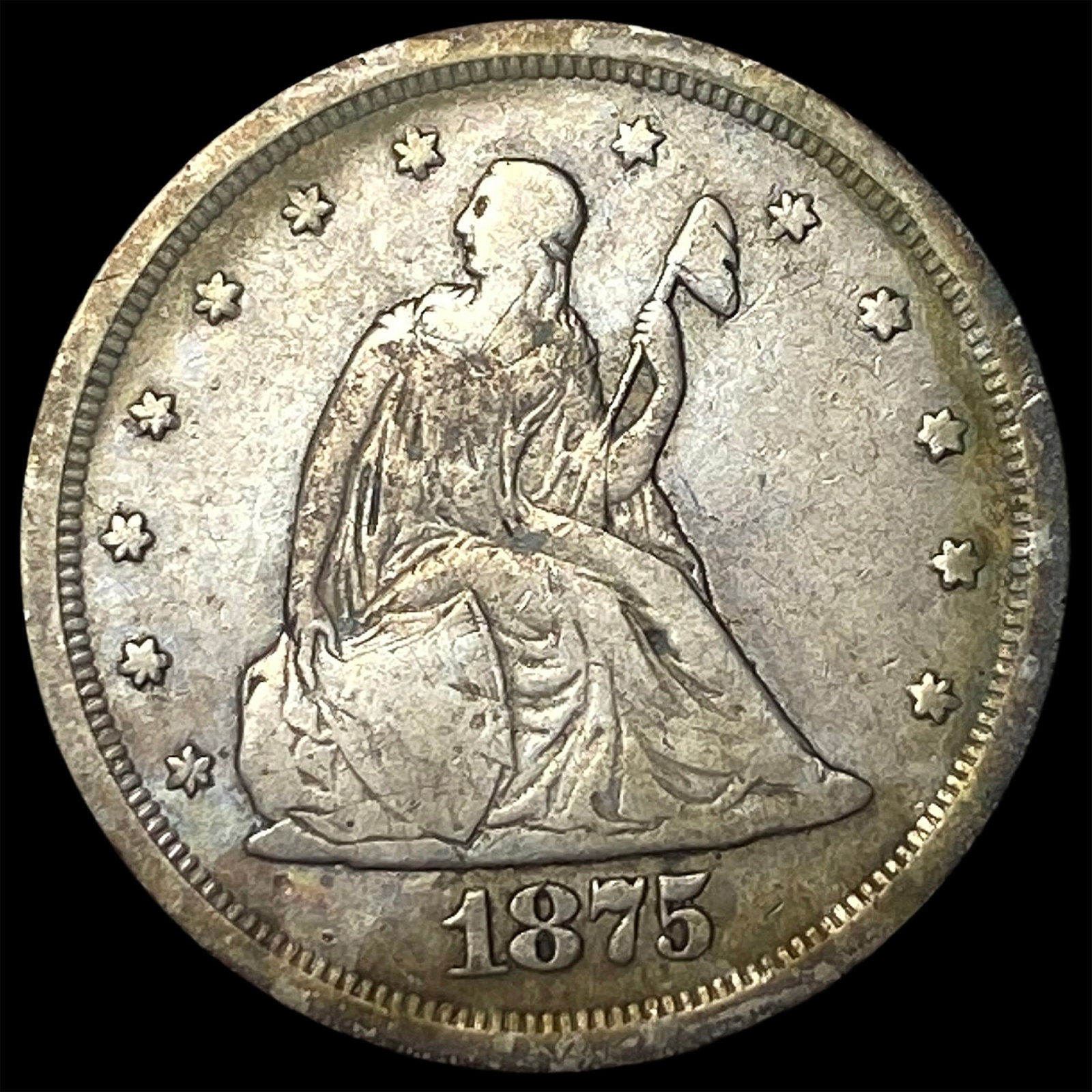 1875-S Silver Twenty Cent Piece ABOUT UNCIRCULATED: 1875-S Silver Twenty Cent Piece ABOUT UNCIRCULATED