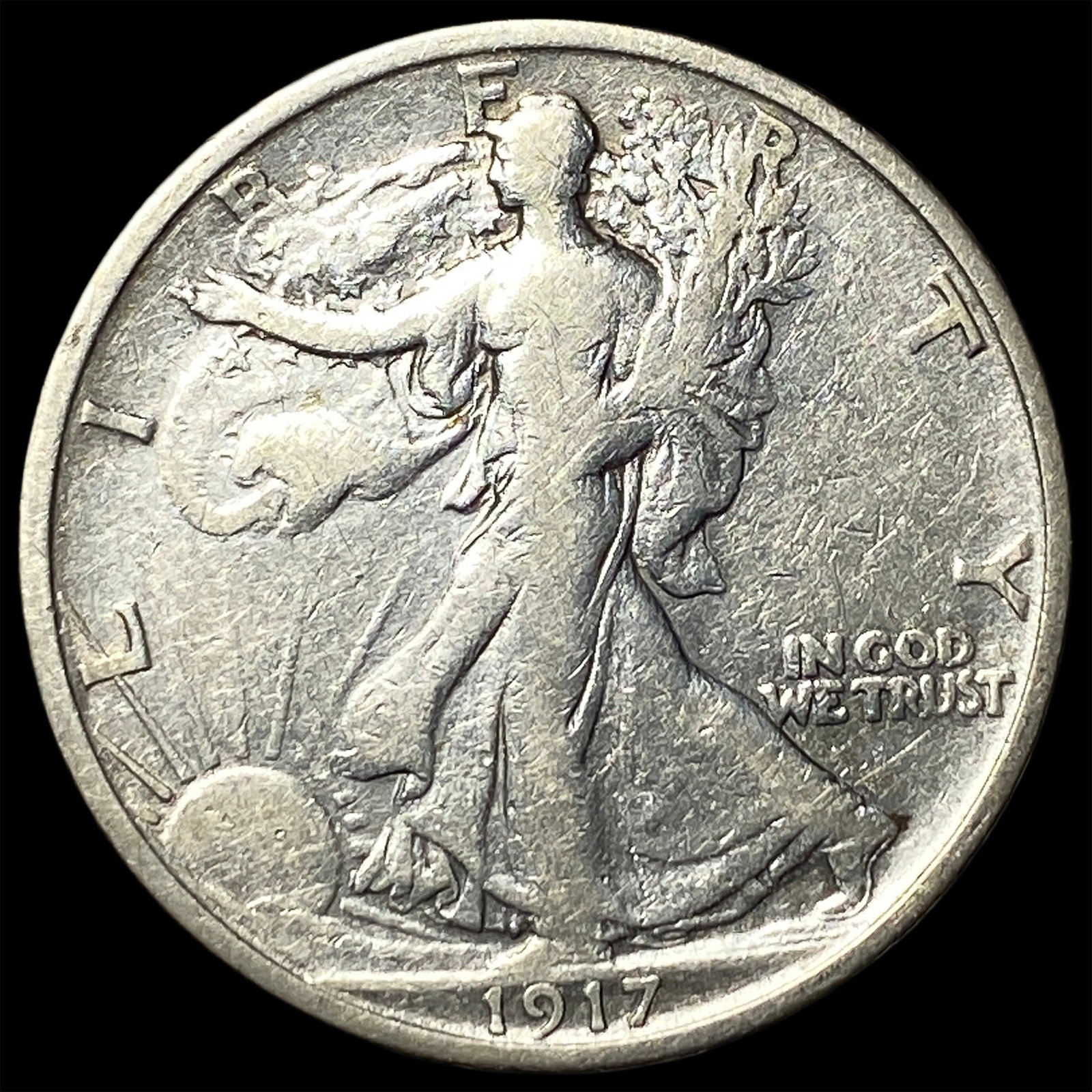 1917-S Silver Walking Liberty Half Dollar LIGHTLY CIRCULATED: 1917-S Silver Walking Liberty Half Dollar LIGHTLY CIRCULATED