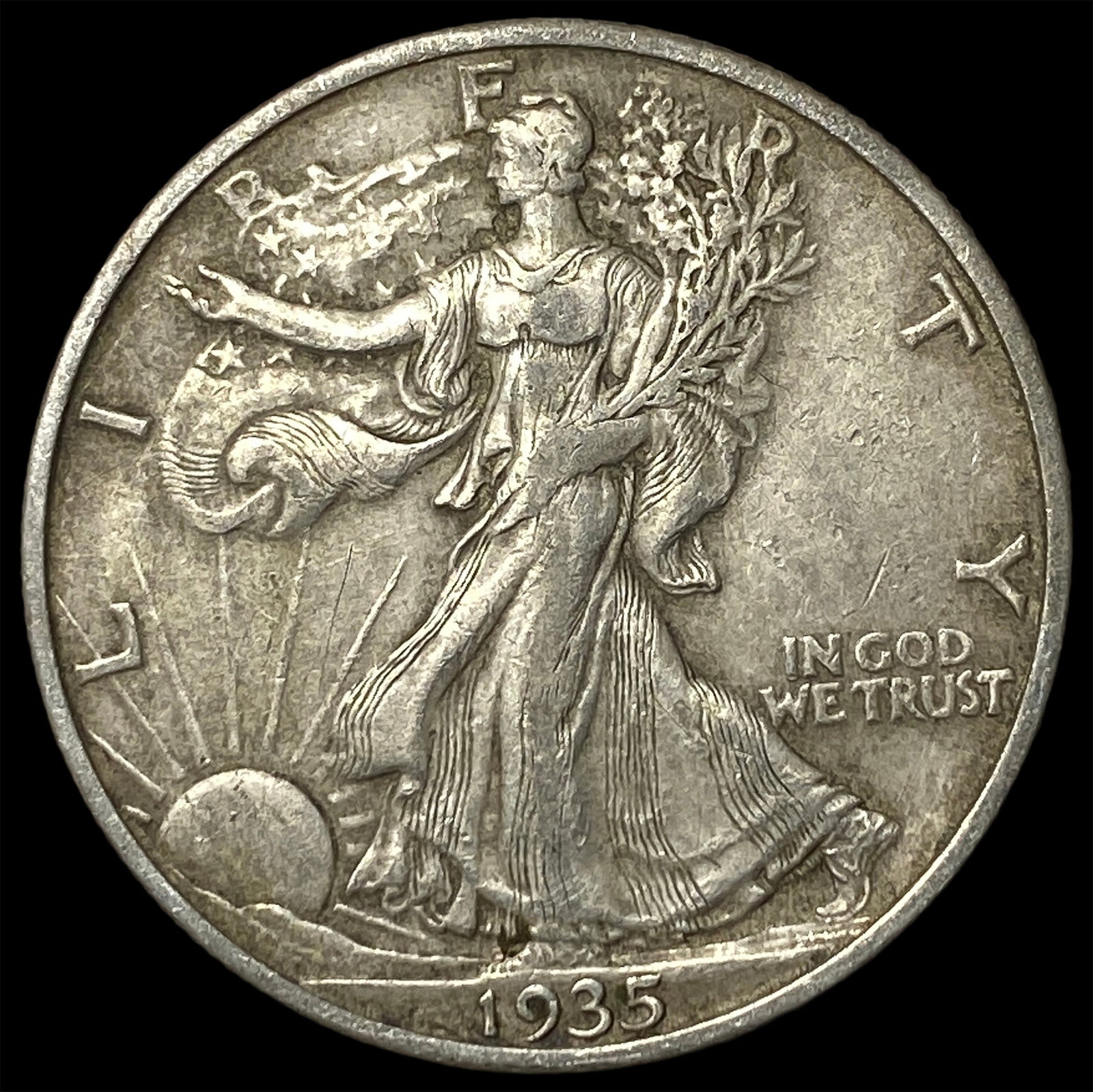 1935-S Silver Walking Liberty Half Dollar CLOSELY UNCIRCULATED: 1935-S Silver Walking Liberty Half Dollar CLOSELY UNCIRCULATED