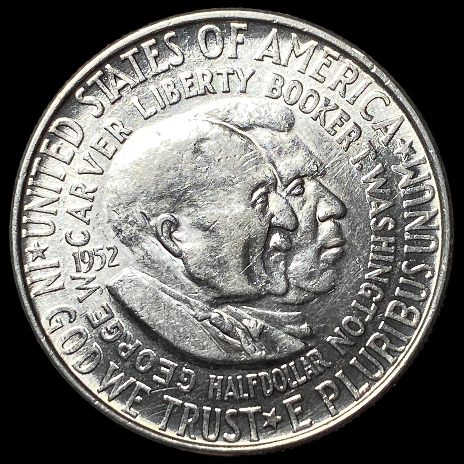 1952 Silver Half Dollar Booker T. Washington-Carver GEM BU: 1952 Silver Half Dollar Booker T. Washington-Carver GEM BU