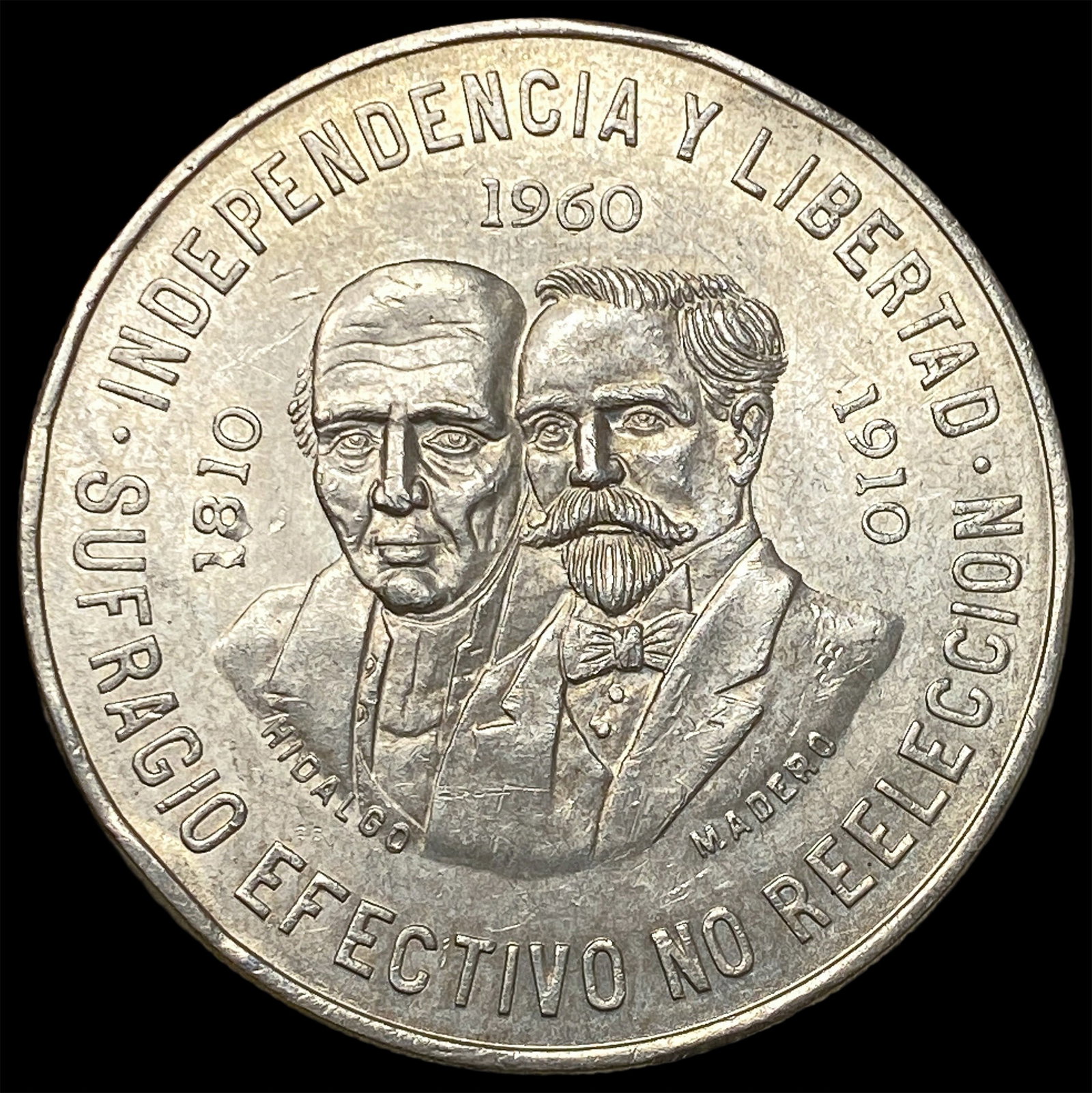 1960 Mexico Silver 10 Pesos CLOSELY UNCIRCULATED: 1960 Mexico Silver 10 Pesos CLOSELY UNCIRCULATED