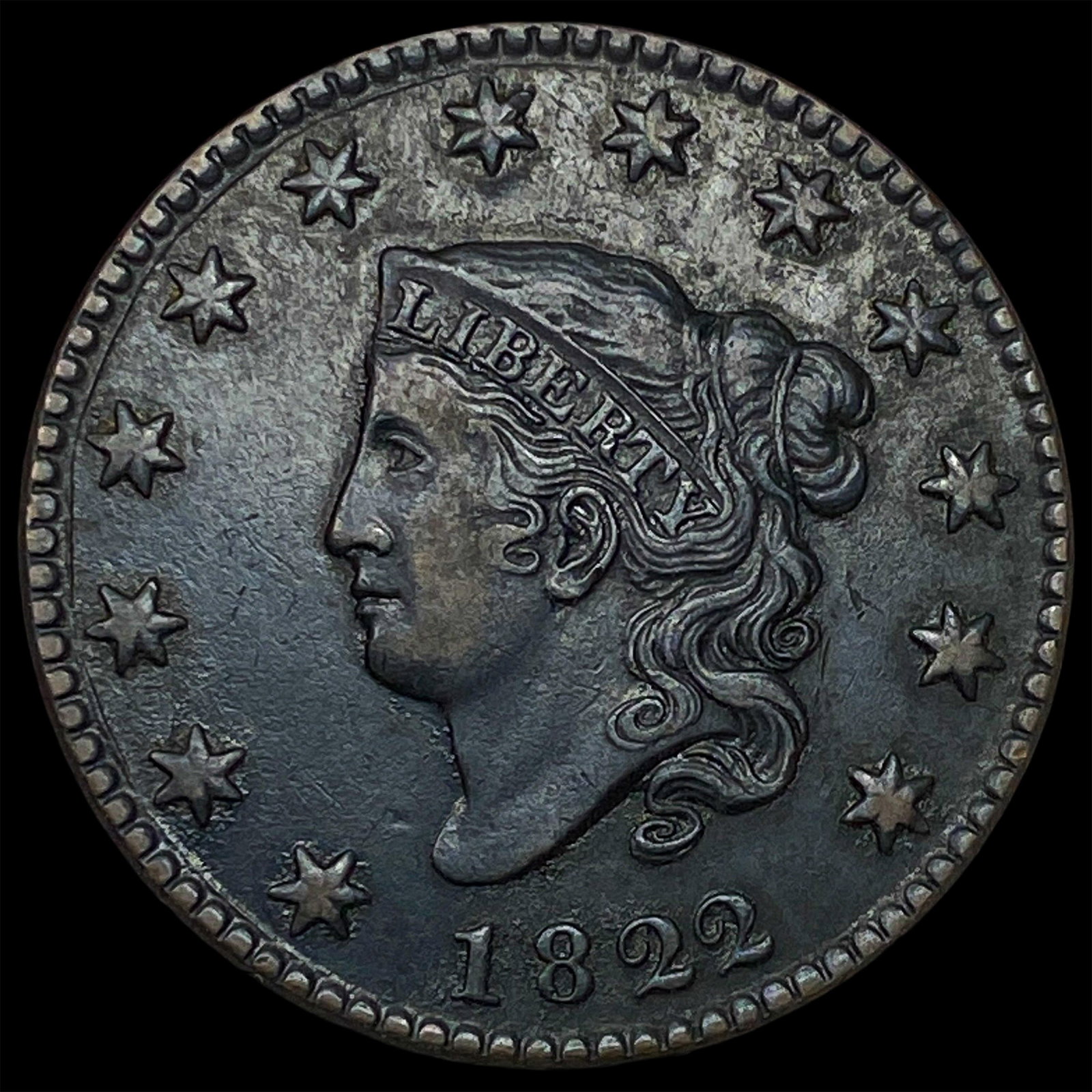 1822 Large Cent NEARLY UNCIRCULATED: 1822 Large Cent NEARLY UNCIRCULATED