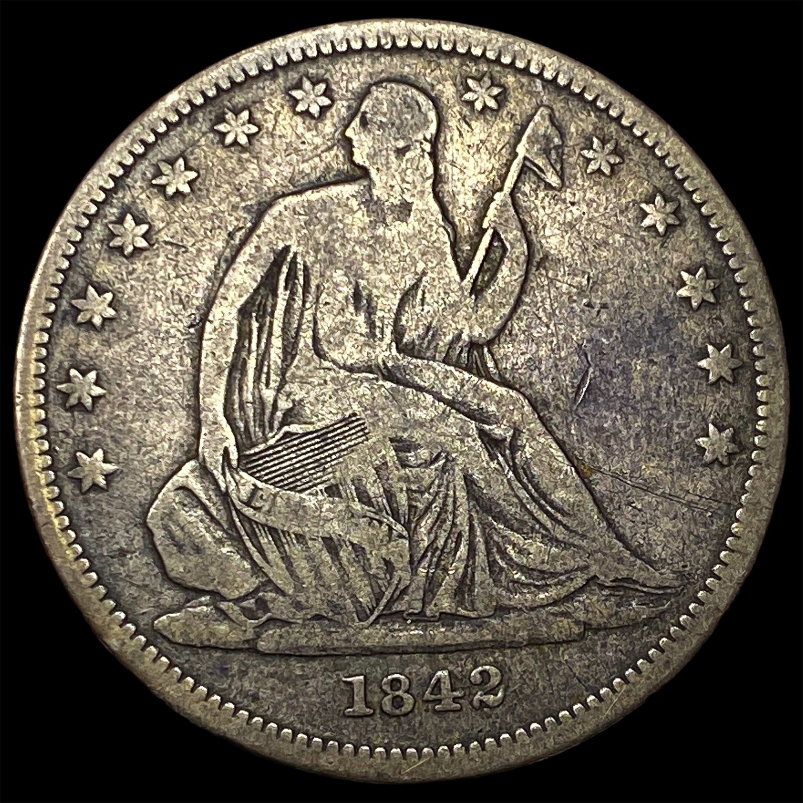 1842 Silver Half Dollar LIGHTLY CIRCULATED: 1842 Silver Half Dollar LIGHTLY CIRCULATED