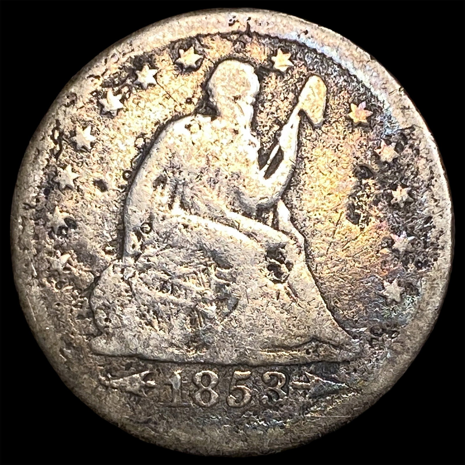 1853 Arrows Seated Liberty Quarter NICELY CIRCULATED: 1853 Arrows Seated Liberty Quarter NICELY CIRCULATED