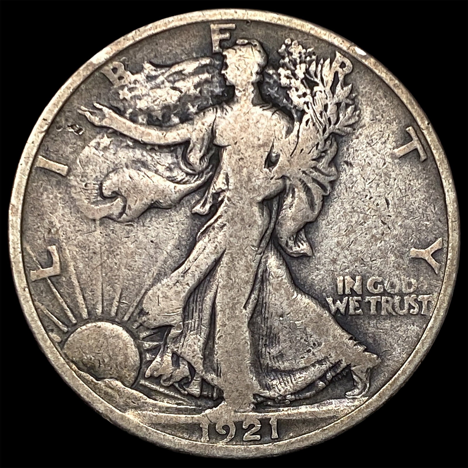 1921-S Silver Walking Liberty Half Dollar LIGHTLY CIRCULATED: 1921-S Silver Walking Liberty Half Dollar LIGHTLY CIRCULATED