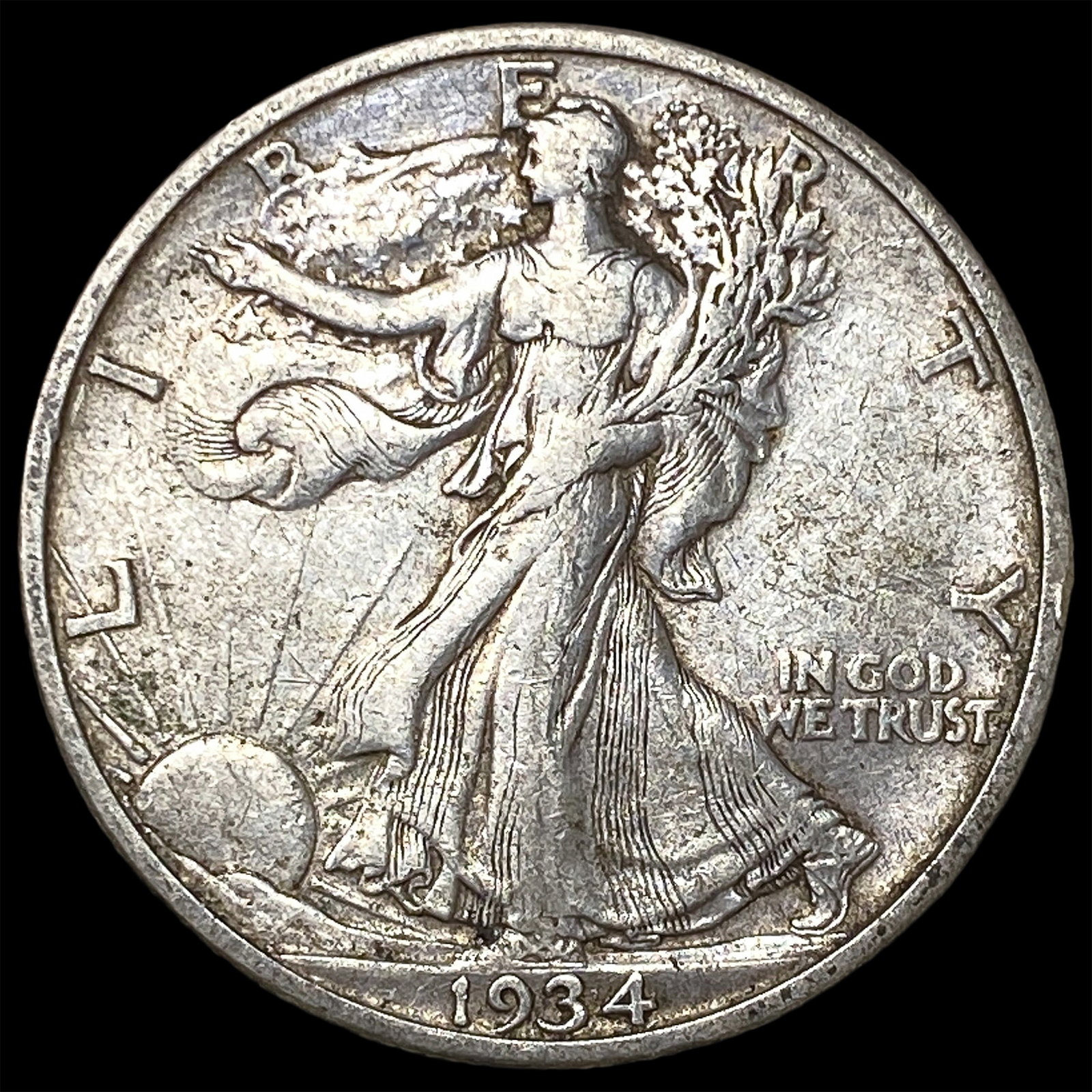 1934-S Silver Half Dollar Walking Liberty NEARLY UNCIRCULATED: 1934-S Silver Half Dollar Walking Liberty NEARLY UNCIRCULATED