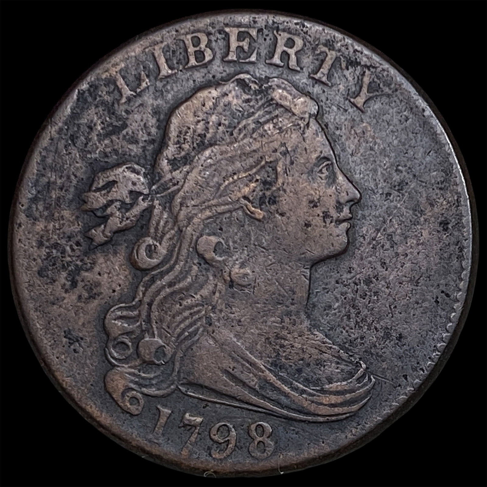 1798 Large Cent Draped Bust ABOUT UNCIRCULATED: 1798 Large Cent Draped Bust ABOUT UNCIRCULATED