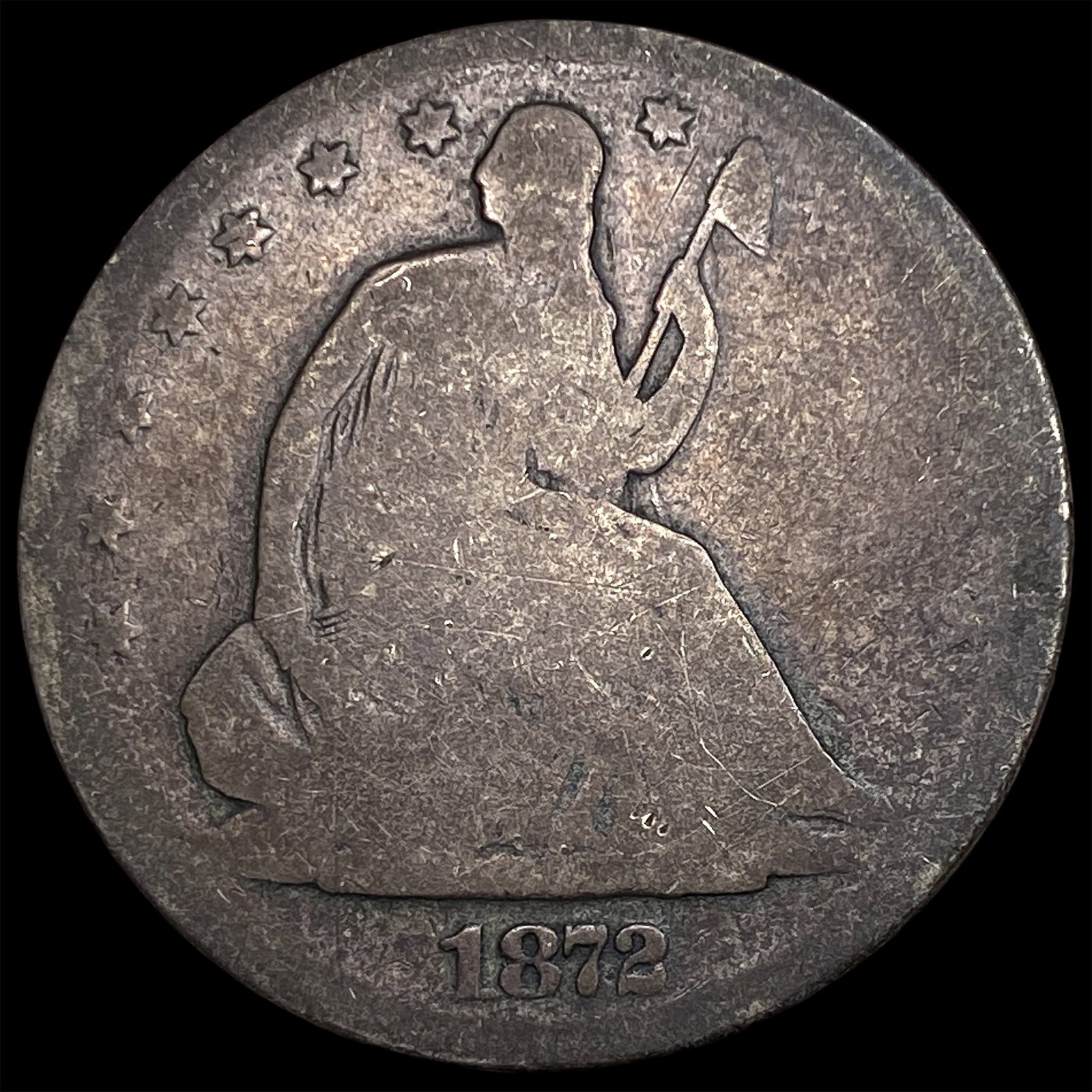 1872 Silver Half Dollar (Seated Liberty) NICELY CIRCULATED: 1872 Silver Half Dollar (Seated Liberty) NICELY CIRCULATED
