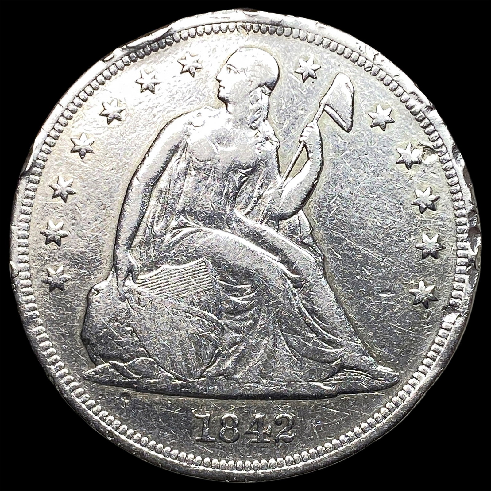 1842 Silver Seated Liberty Dollar HIGH GRADE: 1842 Silver Seated Liberty Dollar HIGH GRADE